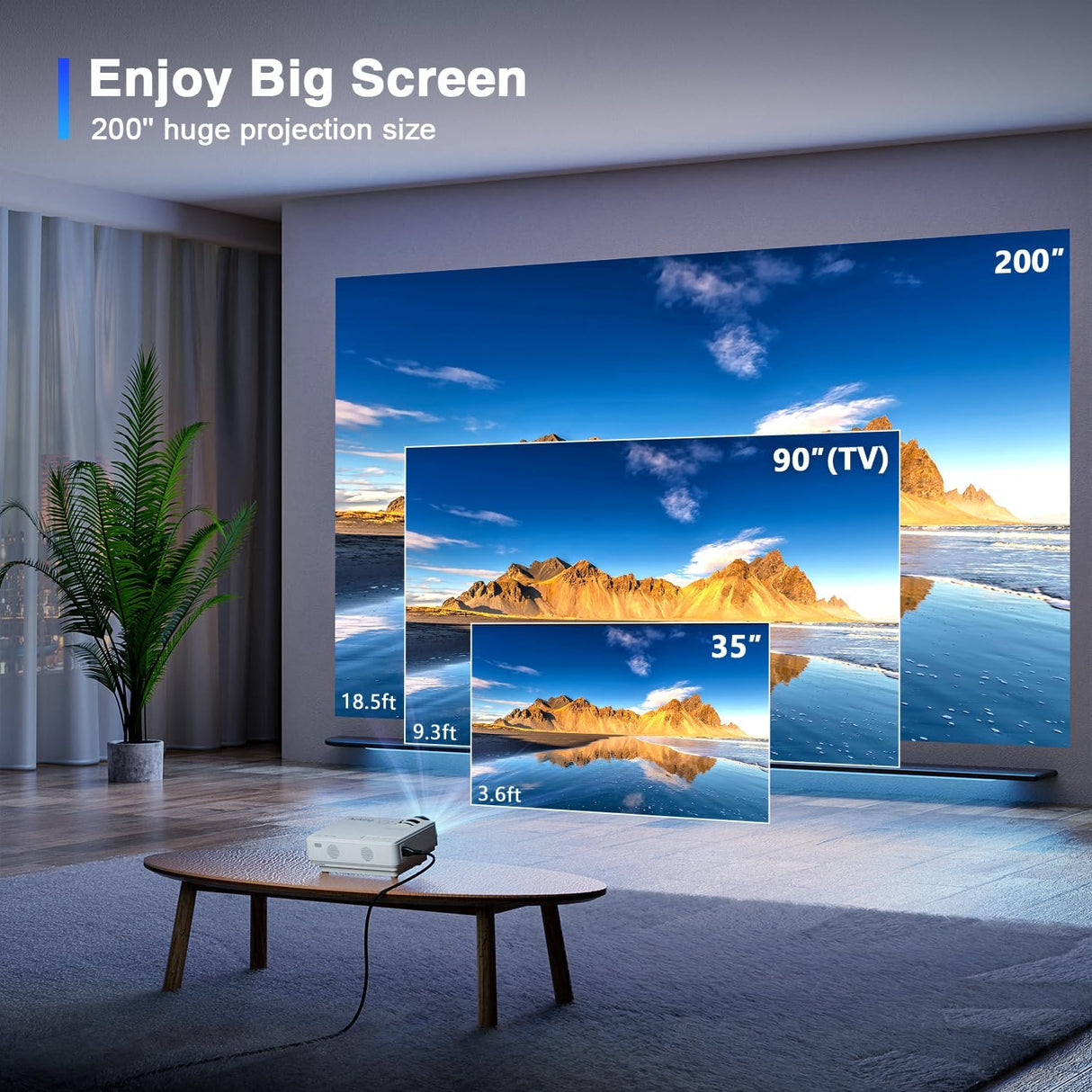 Proyector Mini AuKing Full HD 1080P, Compatible HDMI/USB