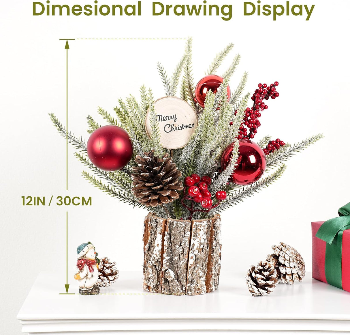 Árbol de Navidad Mini 12 pulgadas N&T, Decoración Artificial