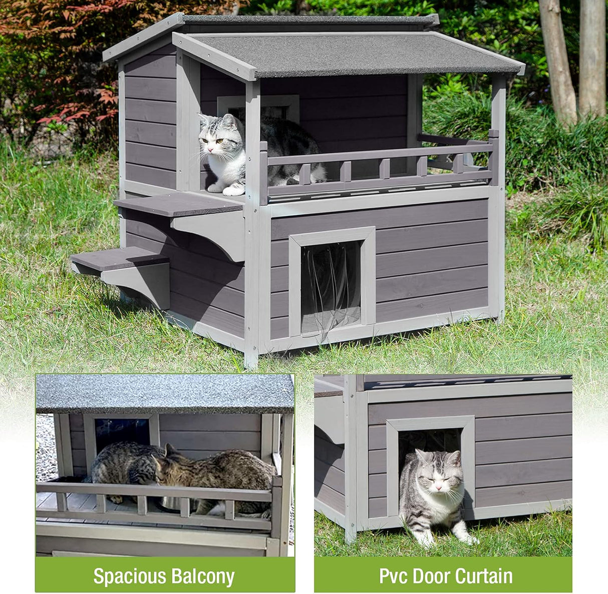 Casa para Gatos Feral, Wooden Kitty, Impermeable, Modelo Balcón