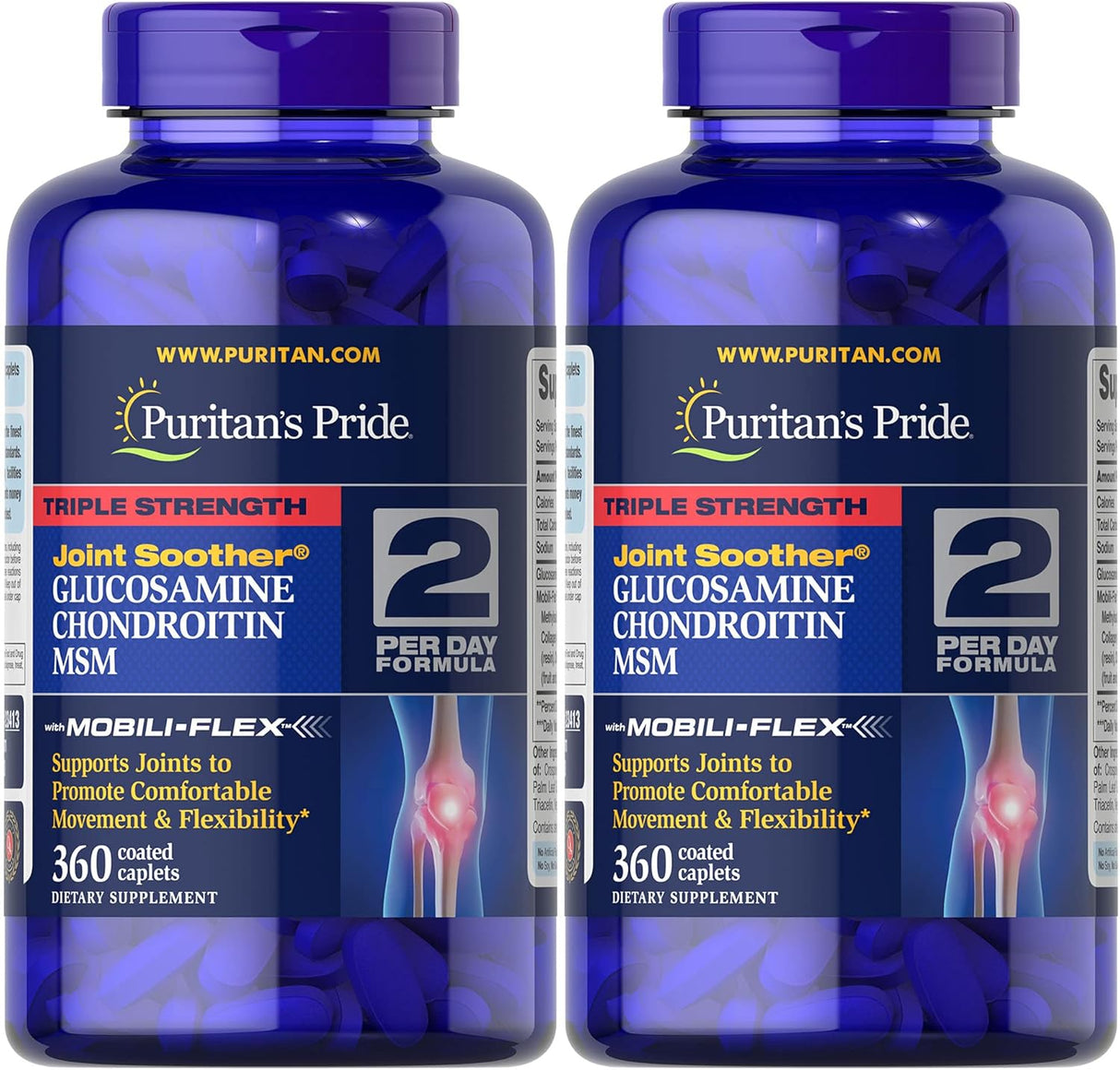 Triple Strength Glucosamina, Condroitina y MSM, 360 Unidades