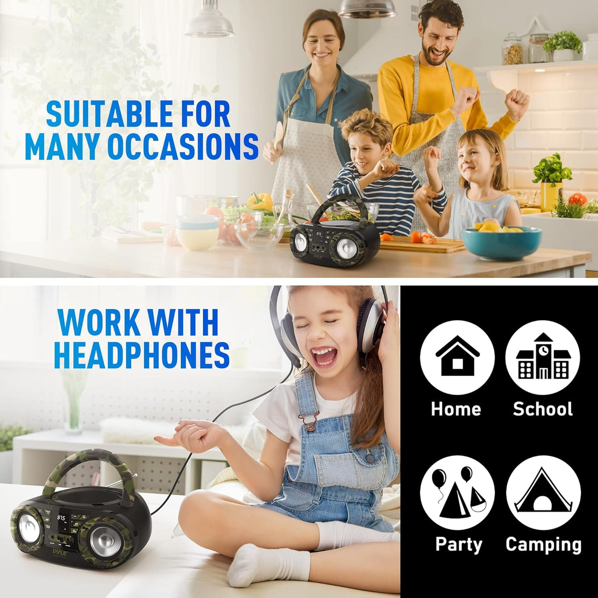 Reproductor de CD portátil Bluetooth PYLE-HOME PHCD59