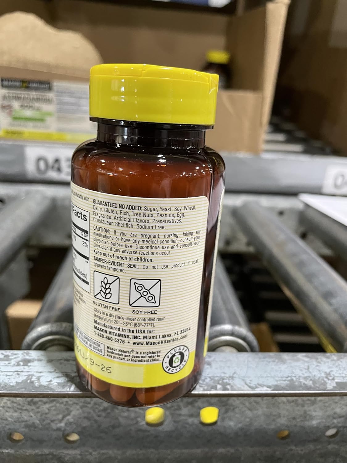 Suplemento Herbal MASON NATURAL, Ashwagandha 500 mg, 60 cápsulas