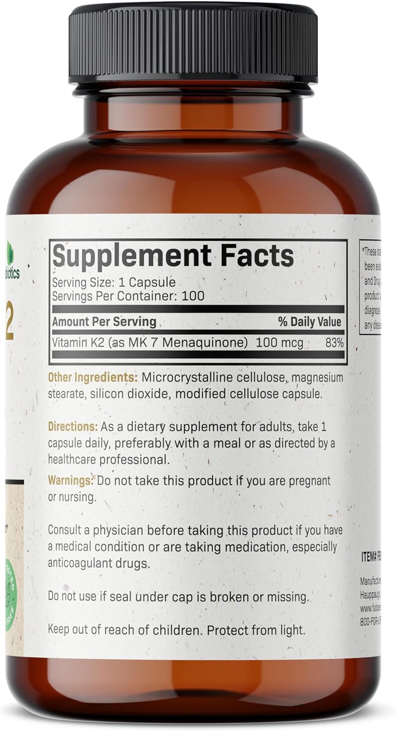 Vitamina K2 MK-7 100 mcg, apoyo cardiovascular y óseo