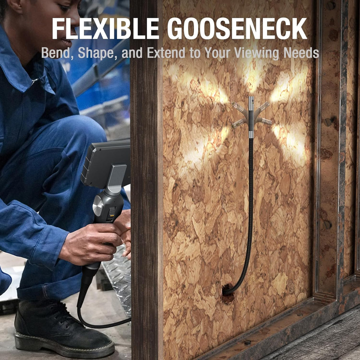 Camara doble lente de boroscopio articulado