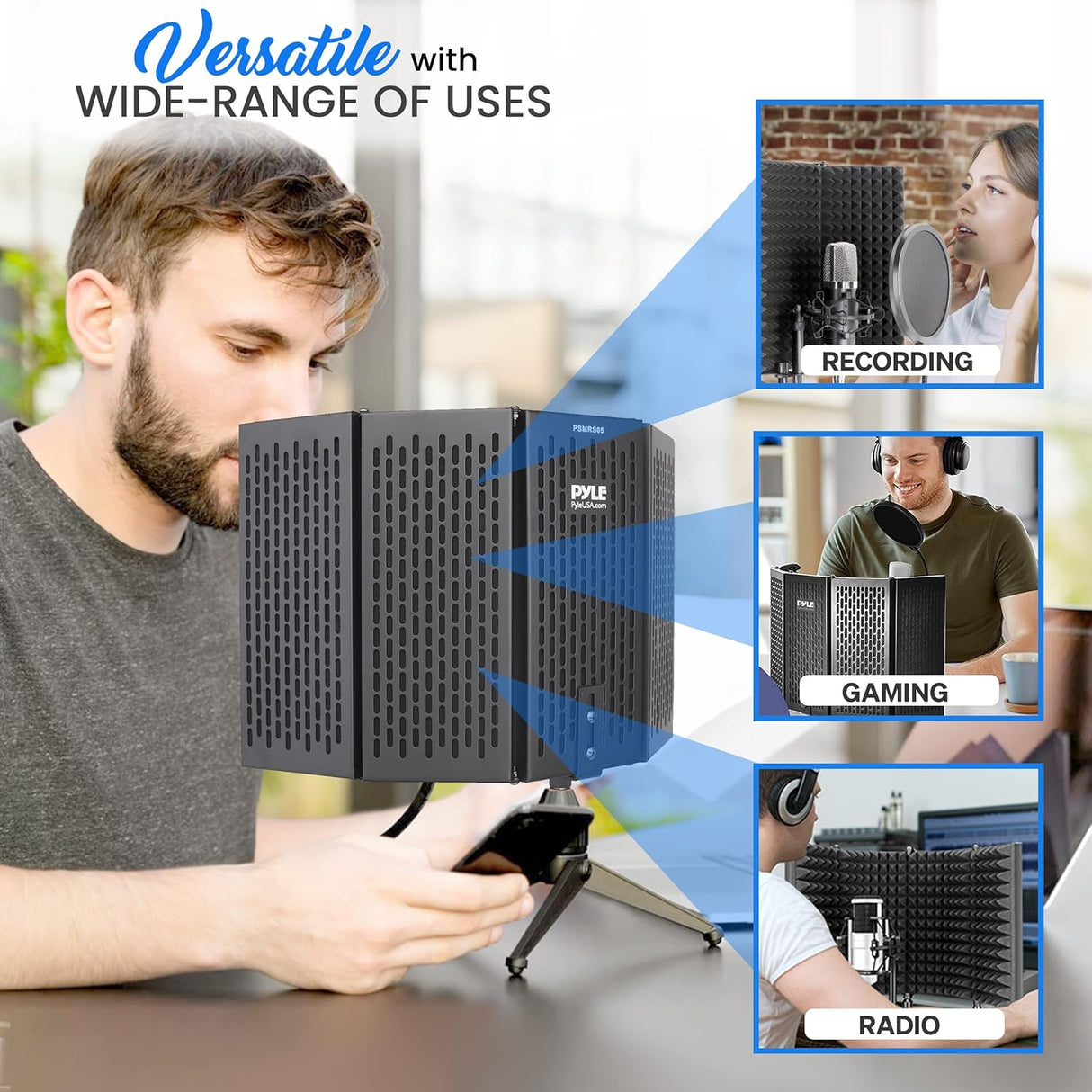 Escudo de aislamiento de micrófono 5 paneles PSMRS05 PYLE