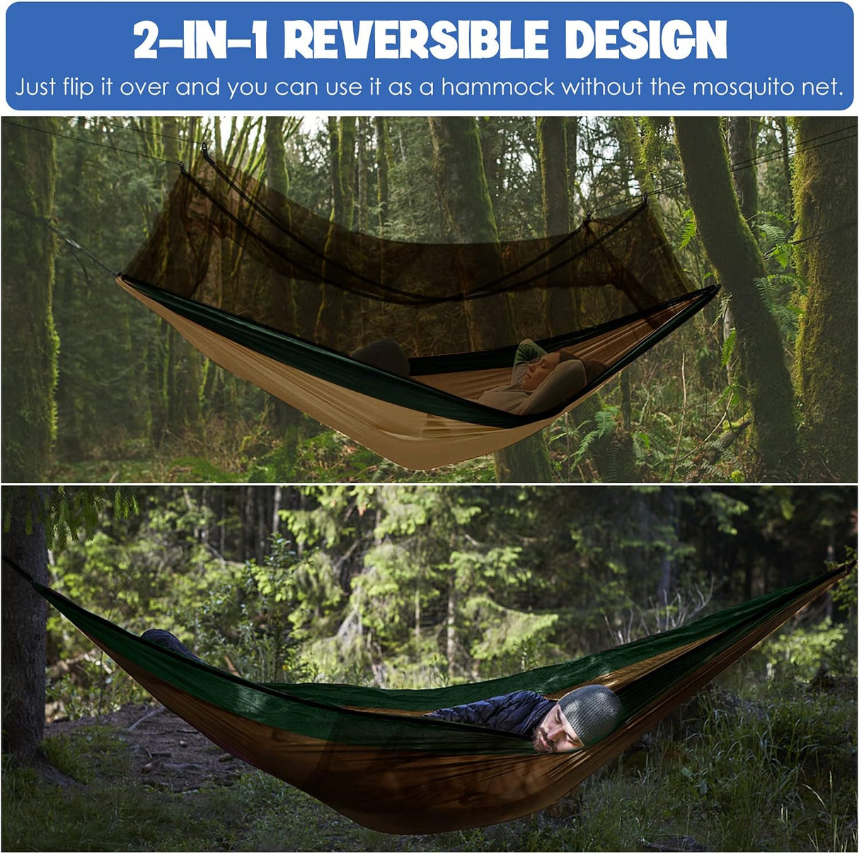 Hamaca Doble con Red Antimosquitos - Gold Armour - Camping Essentials