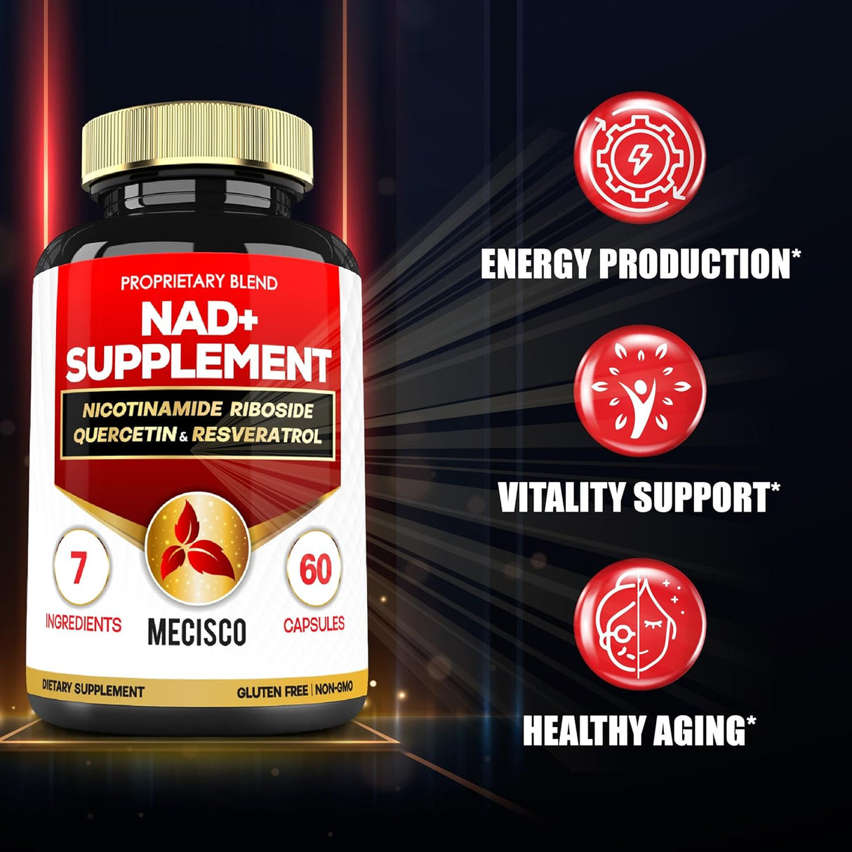 Suplemento NAD+ con Nicotinamida Ribósido - Vitalidad 60 Caps