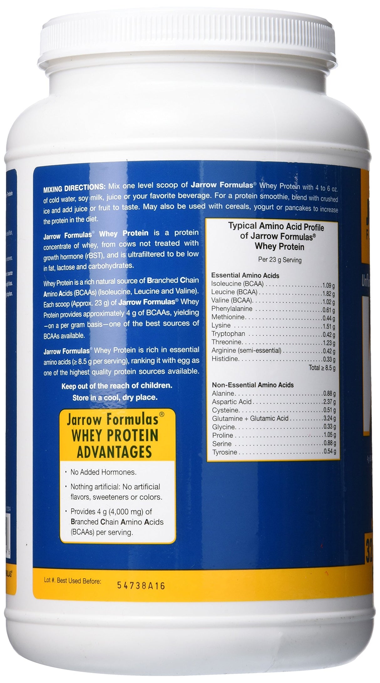 Jarrow Formulas Whey Protein, apoya el desarrollo muscular