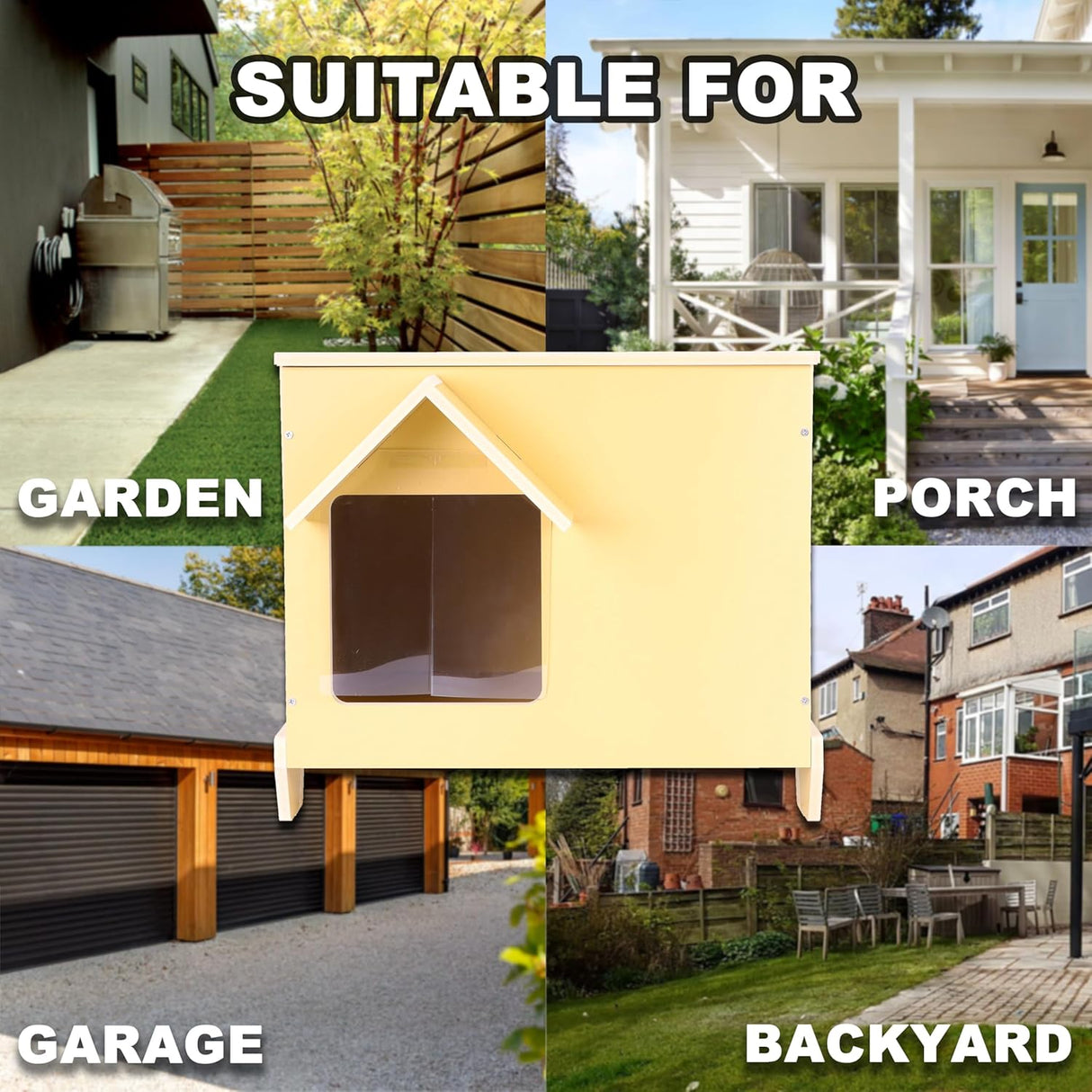 Casa para Gatos Exterior, Refugio Feral, Aislada, Modelo Mejorado