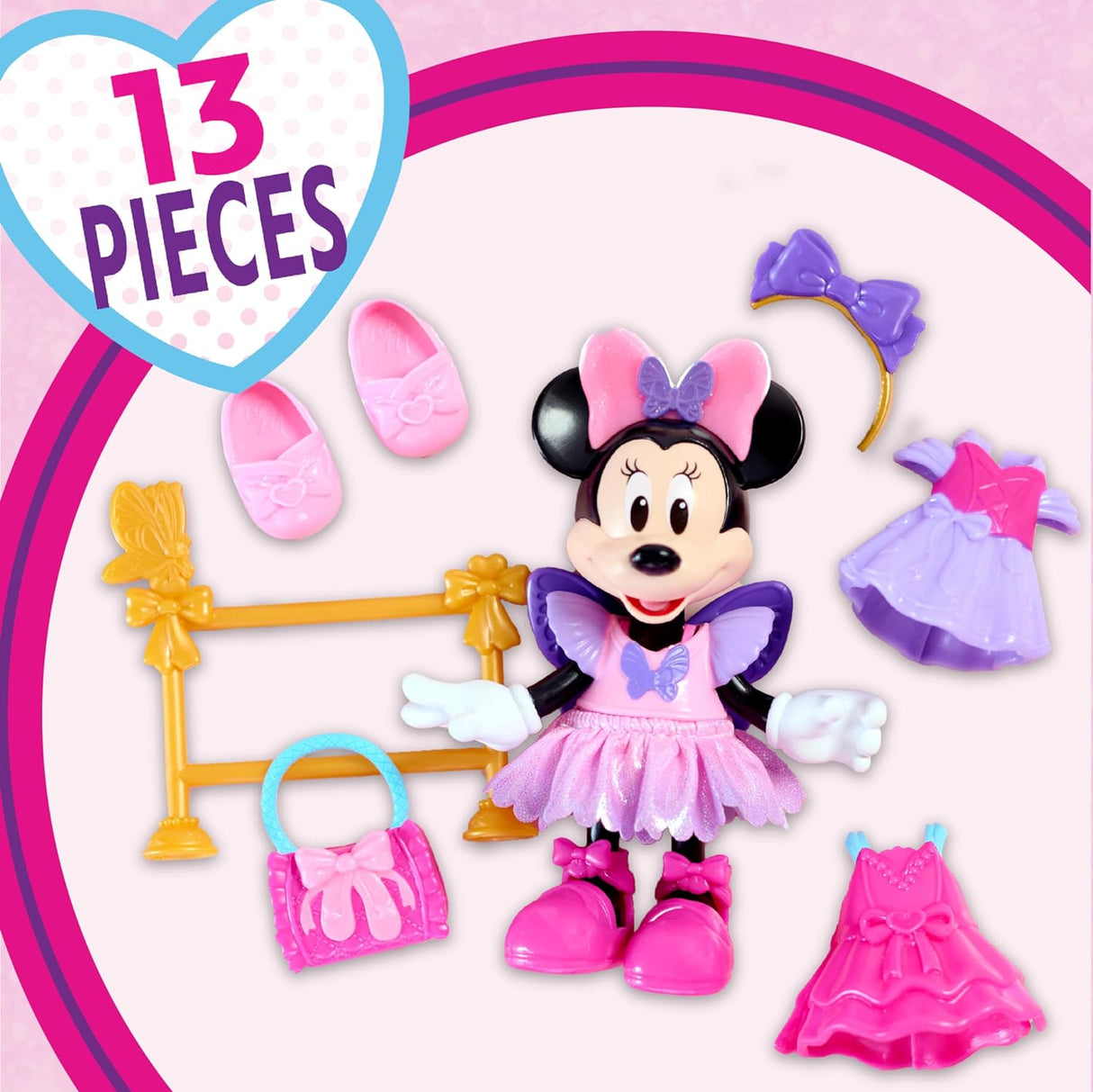Muñeca Minnie Mouse Ballerina, Just Play, 13 accesorios, 3+ años