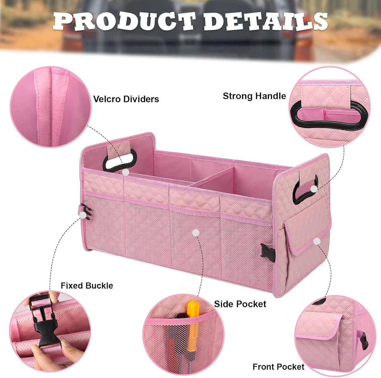 Organizador de Maletero JiatuA, Contenedor Plegable Multi Compartimentos