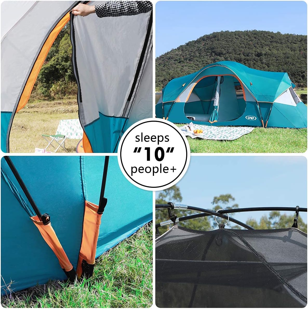 Tienda UNP Carpa Familiar 10 Personas, Doble Capa, Impermeable