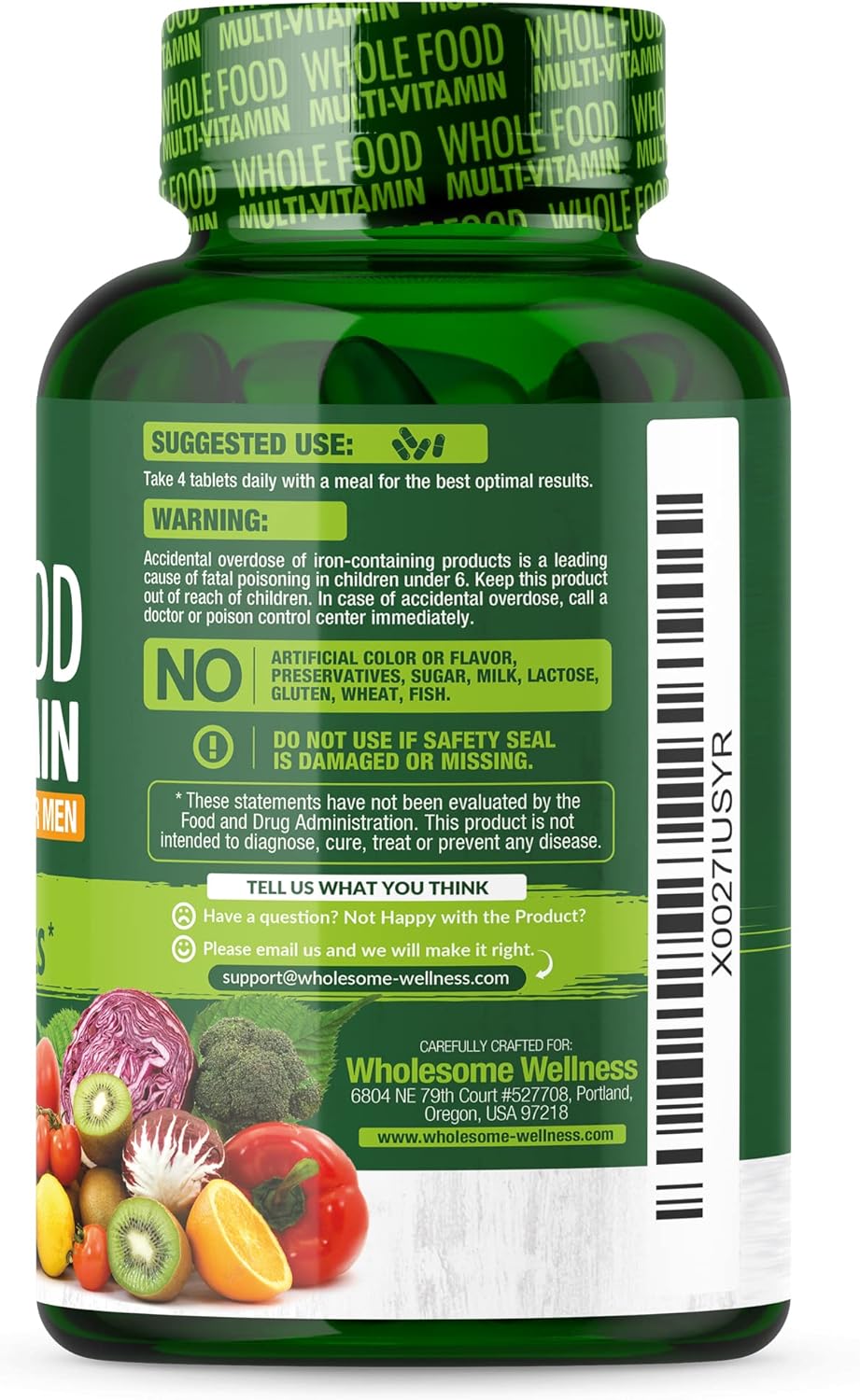 Multivitamínico de Alimentos Enteros para Hombres 120 Tab