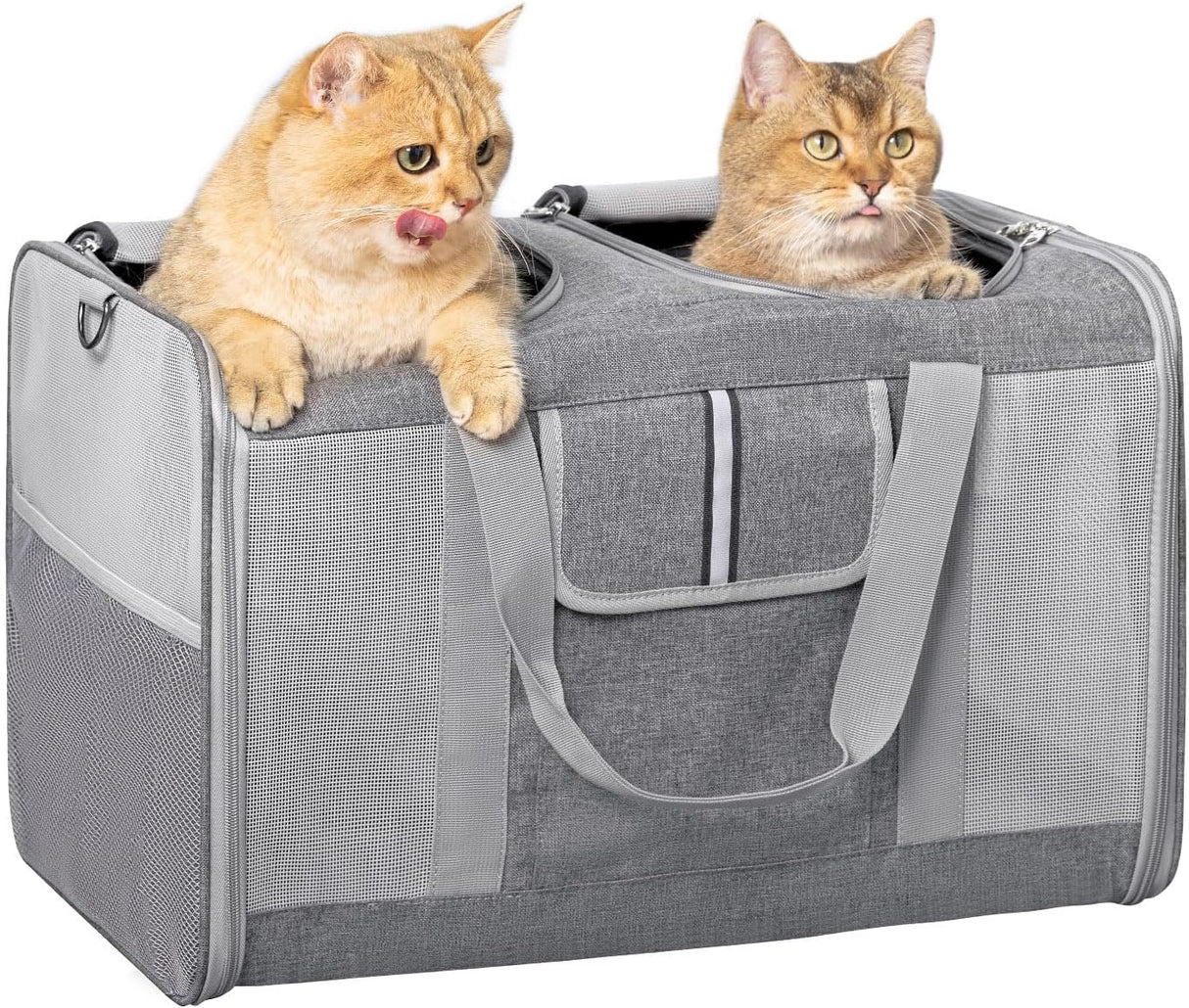 Transportadora Sedioso para 2 Gatos, Ventilación, 38lbs, 21.7in