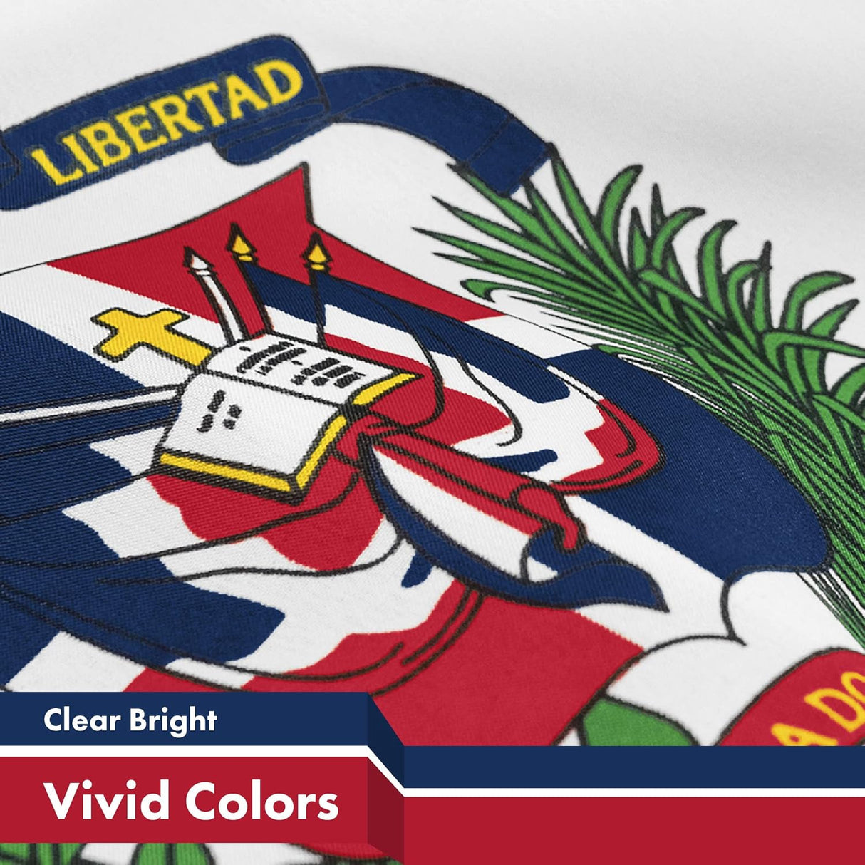 G128 Bandera de República Dominicana | 3 x 5 pies | LiteWeave Pro Series Impreso poliéster 150D | Bandera de país, interior/exterior, colores vibrantes, ojales de latón, más gruesa y más duradera que el poliéster 100D 75D