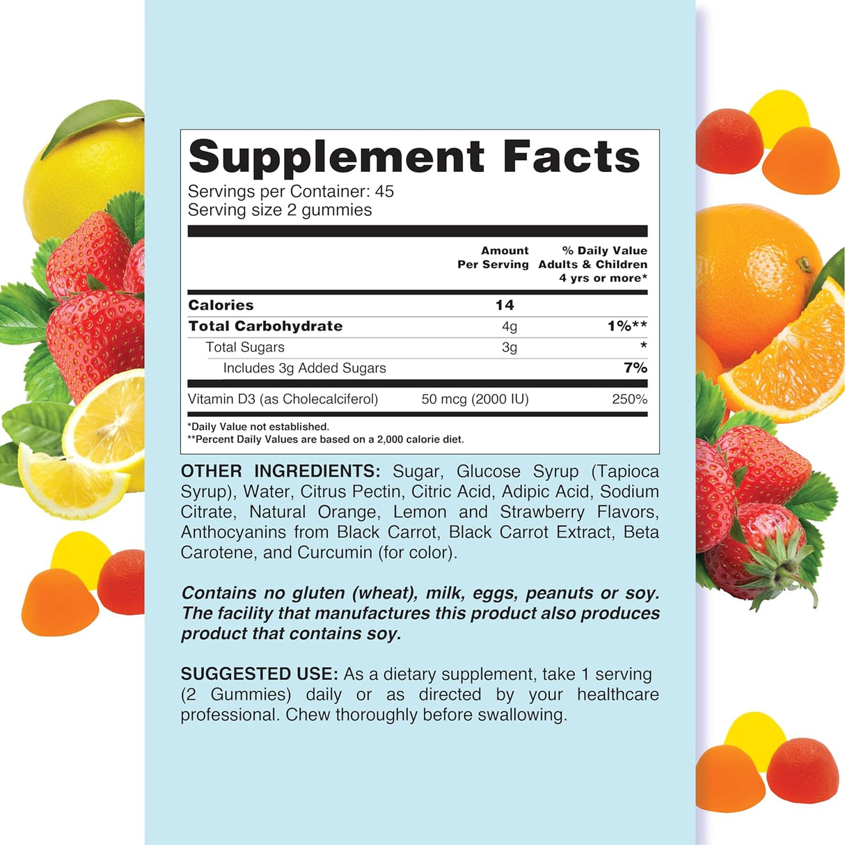 Suplemento Gomitas Vitamina D3 para mujeres 90 unidades