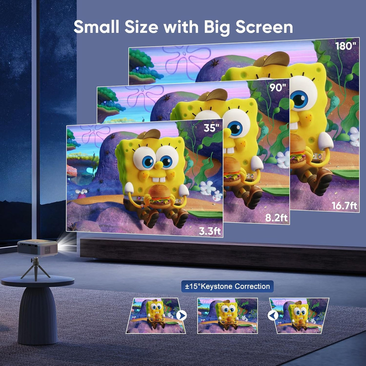 Proyector Mini PANSEBA 1080P HD Bluetooth, Tripode, 2024