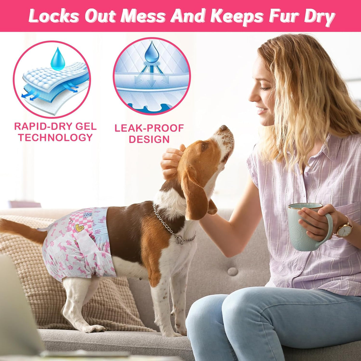 Dono Pañal desechable para perro hembra, incluyendo 20 pañales súper absorbentes