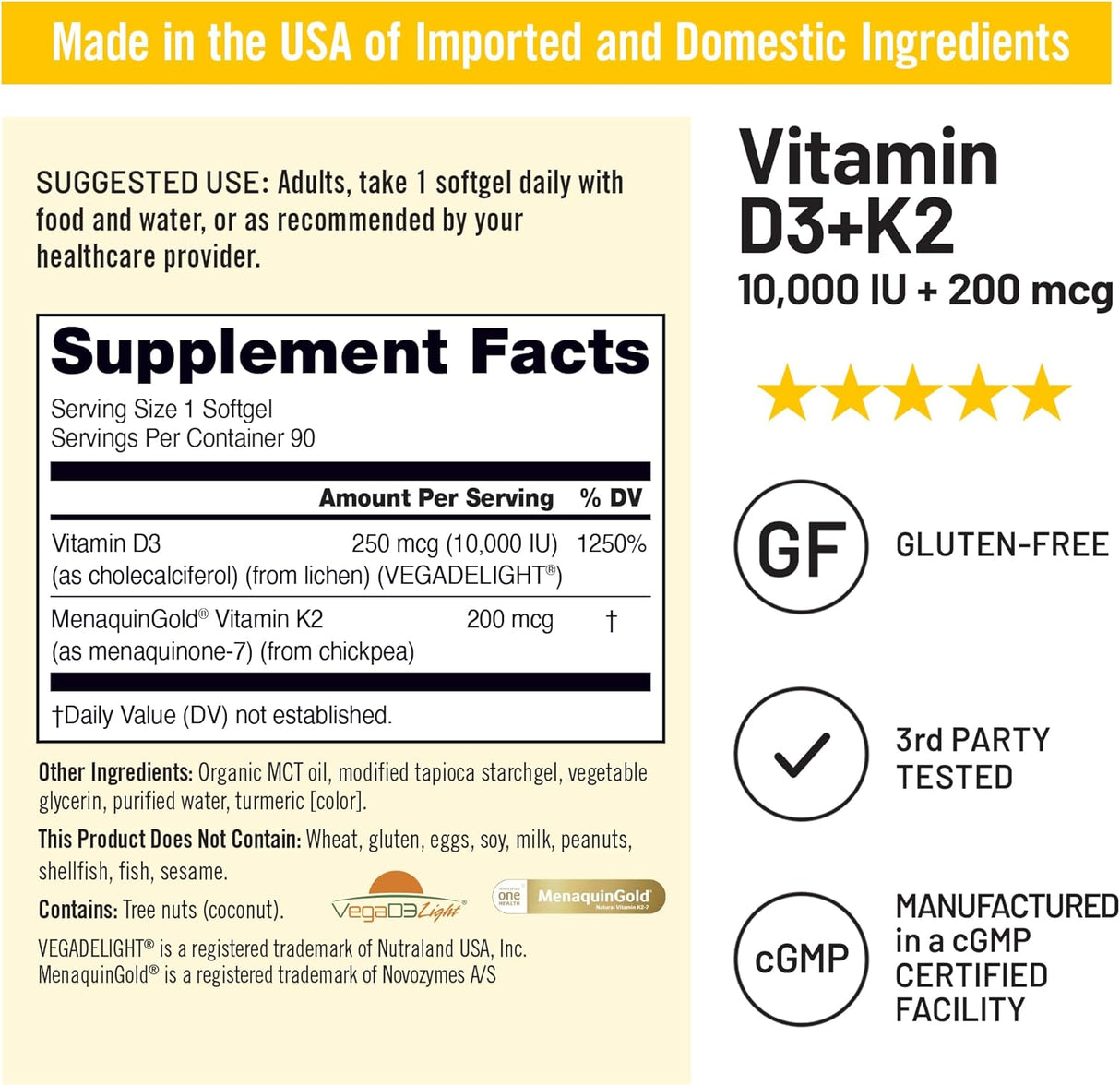 VitaminD3+K2 Vegano Naturaleza 90C Softgels