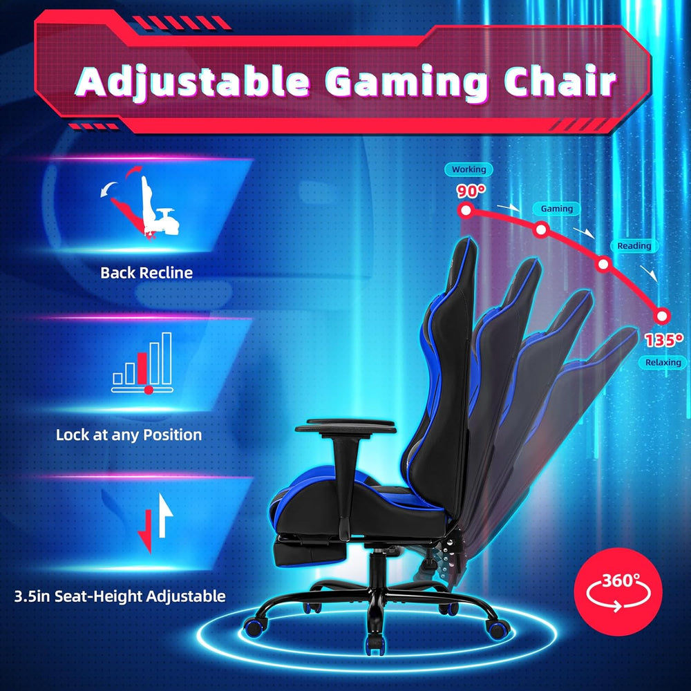 Silla Gamer ergonómica para escritorio, Azul ECOTOUGE