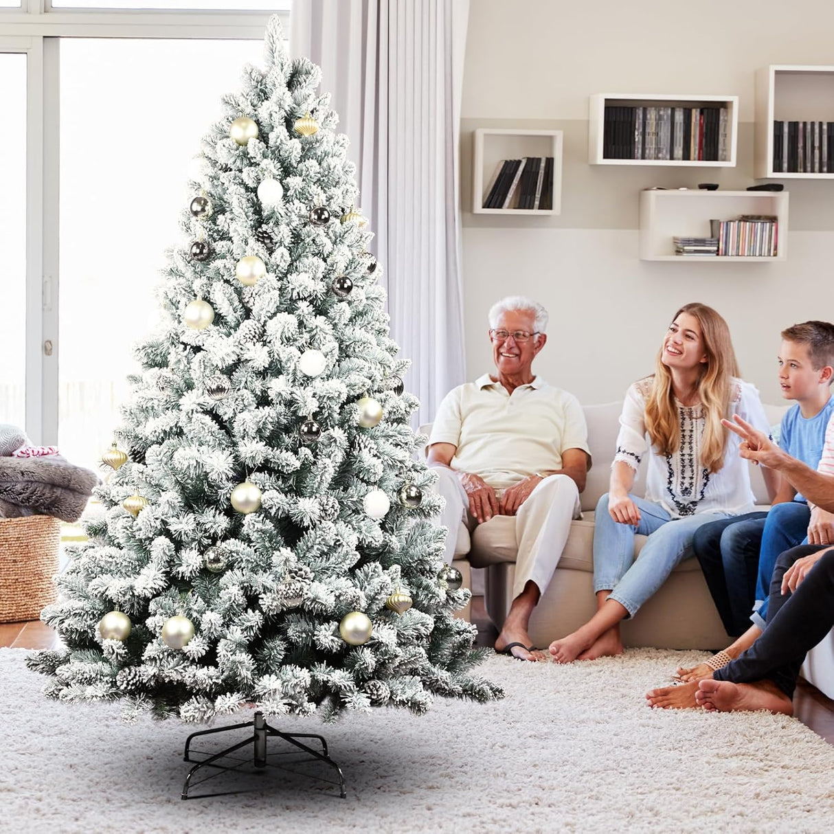 Árbol de Navidad Artificial 5FT Maylaviu, 600 Ramas, Base Metálica
