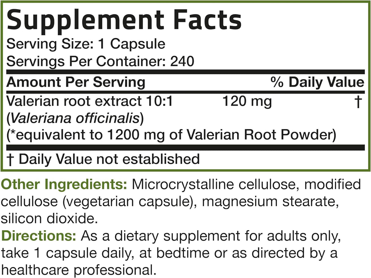 Suplemento de raíz de valeriana Promueve la relajación 240 u