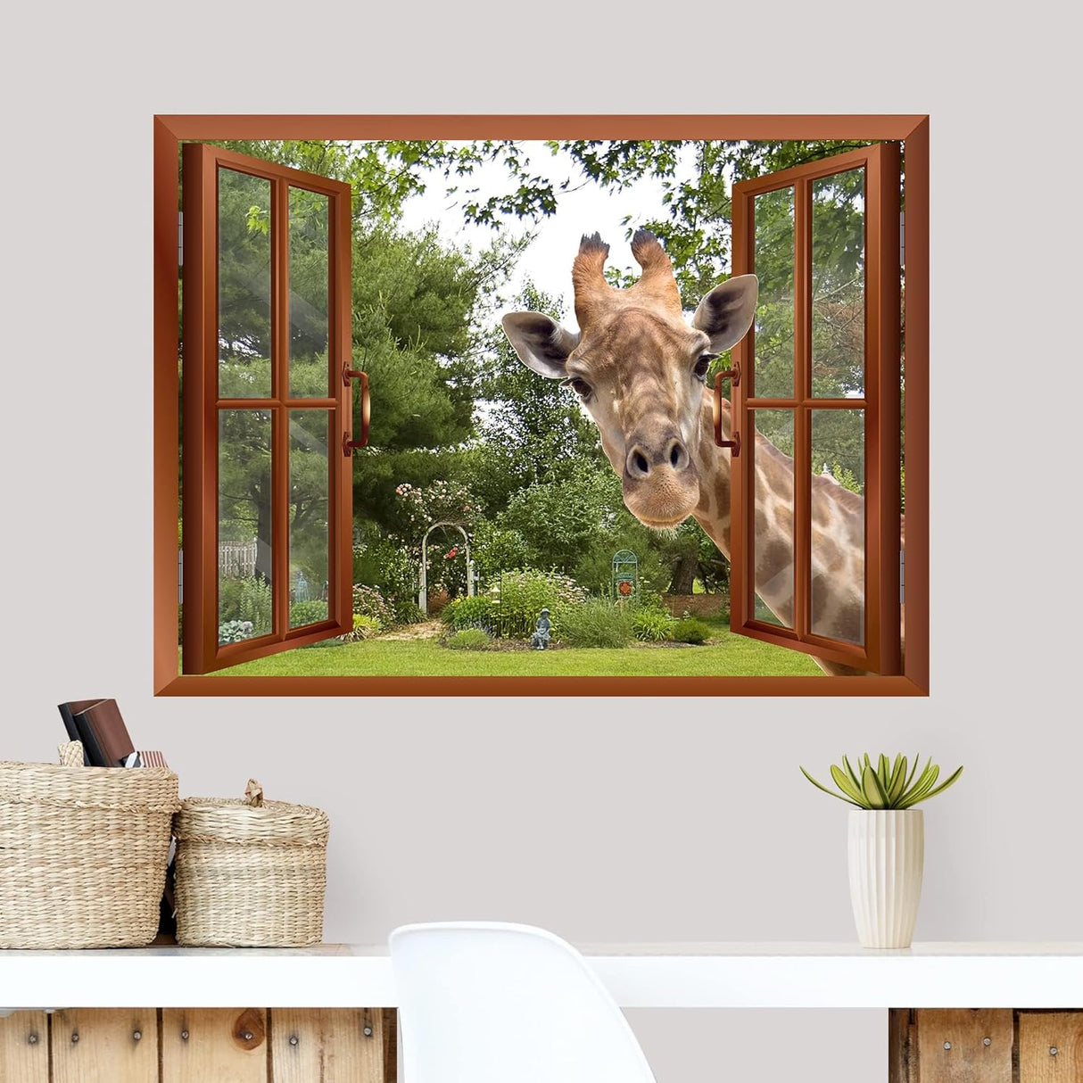 wall26 Mural de pared extraíble con una jirafa curiosa