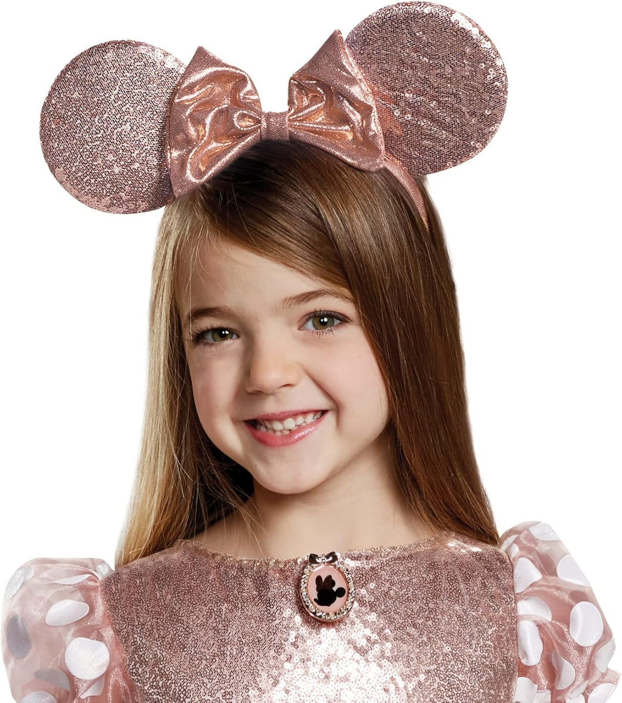 Disfraz infantil de Minnie de oro rosa para niña talla M