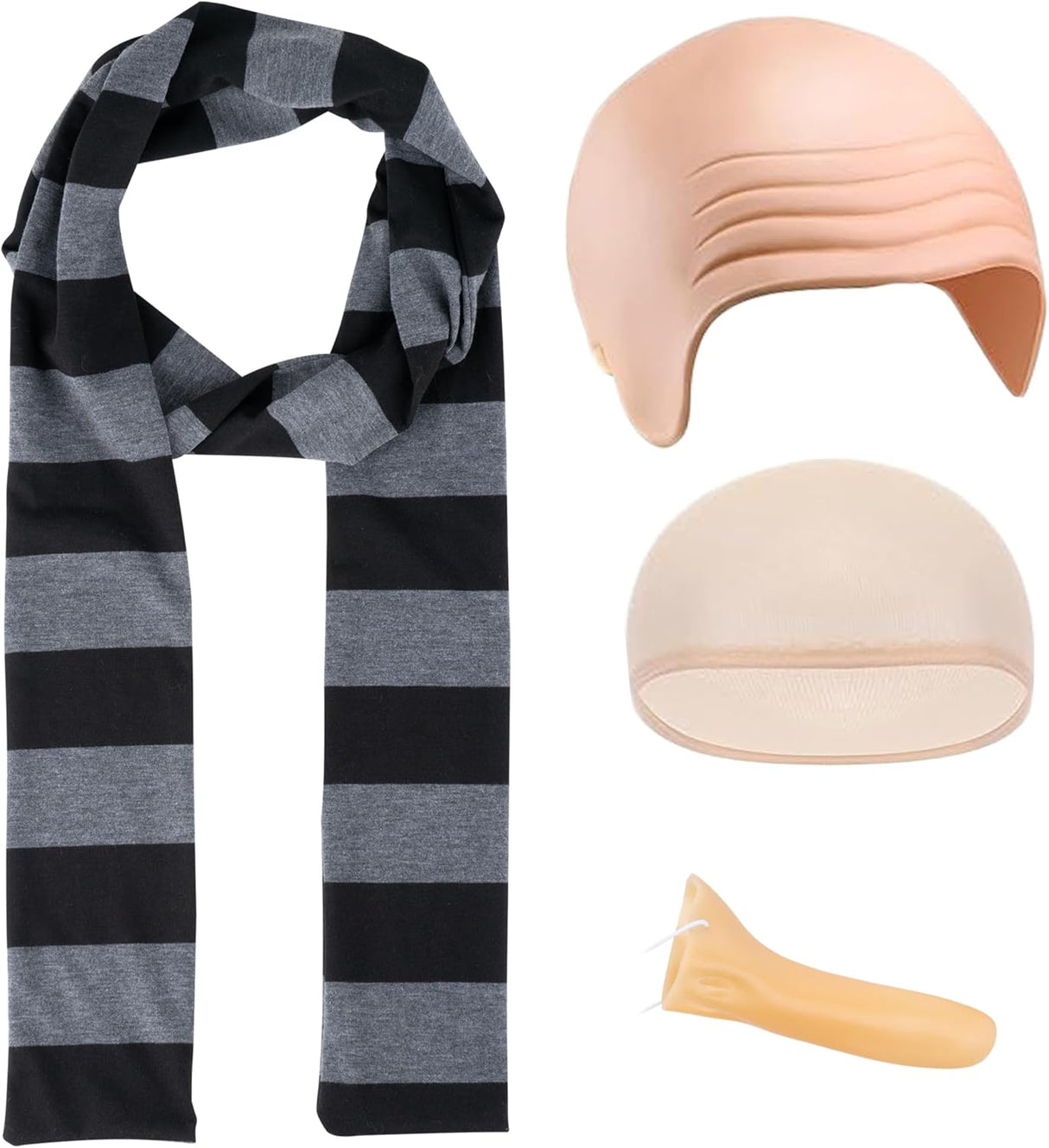 Accesorios de disfraz adultos, set de 4, nariz falsa y peluca.