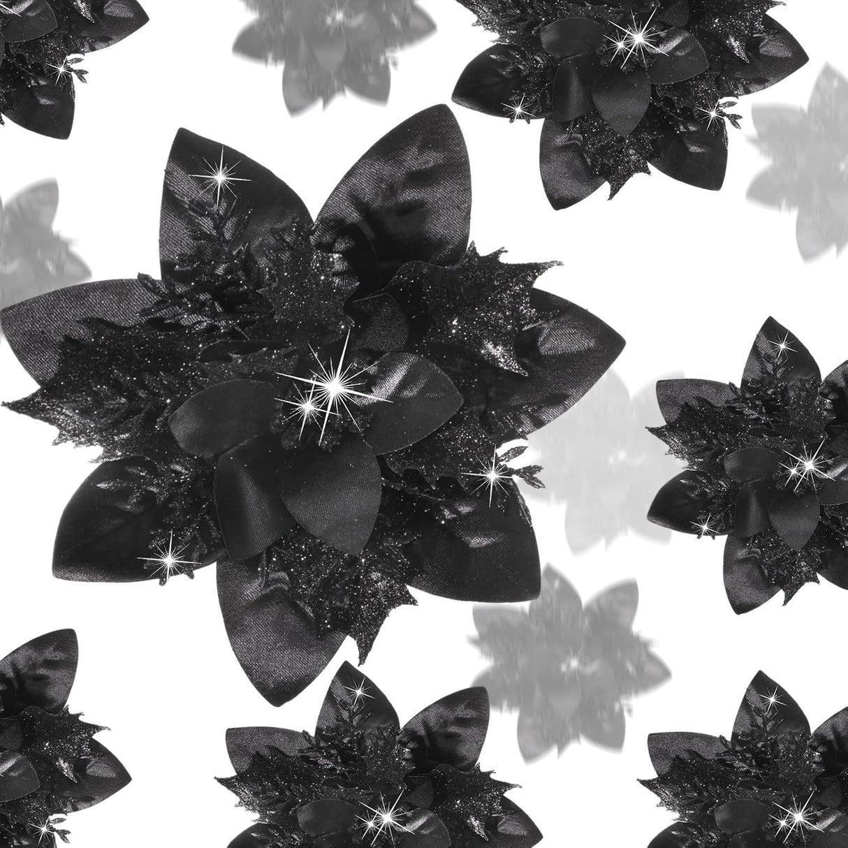 36 Piezas Flores Poinsettia Artificiales Navidad Clips 6/4/3 Pulgadas