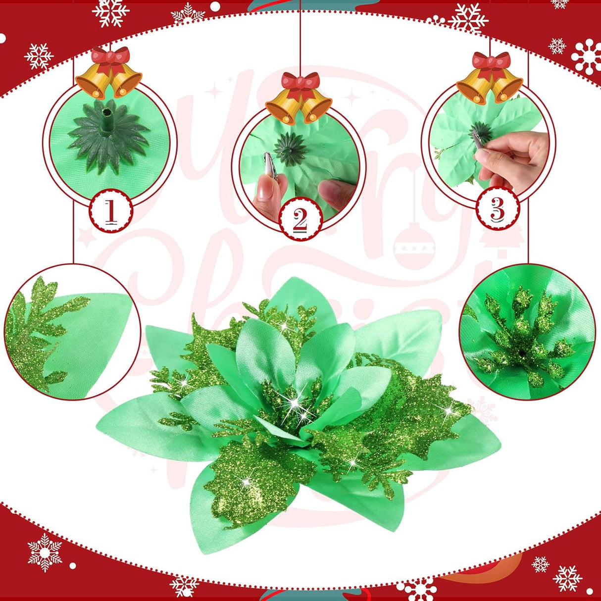 Flores Poinsettia Artificiales 36 Pcs - Decoraciones Navideñas