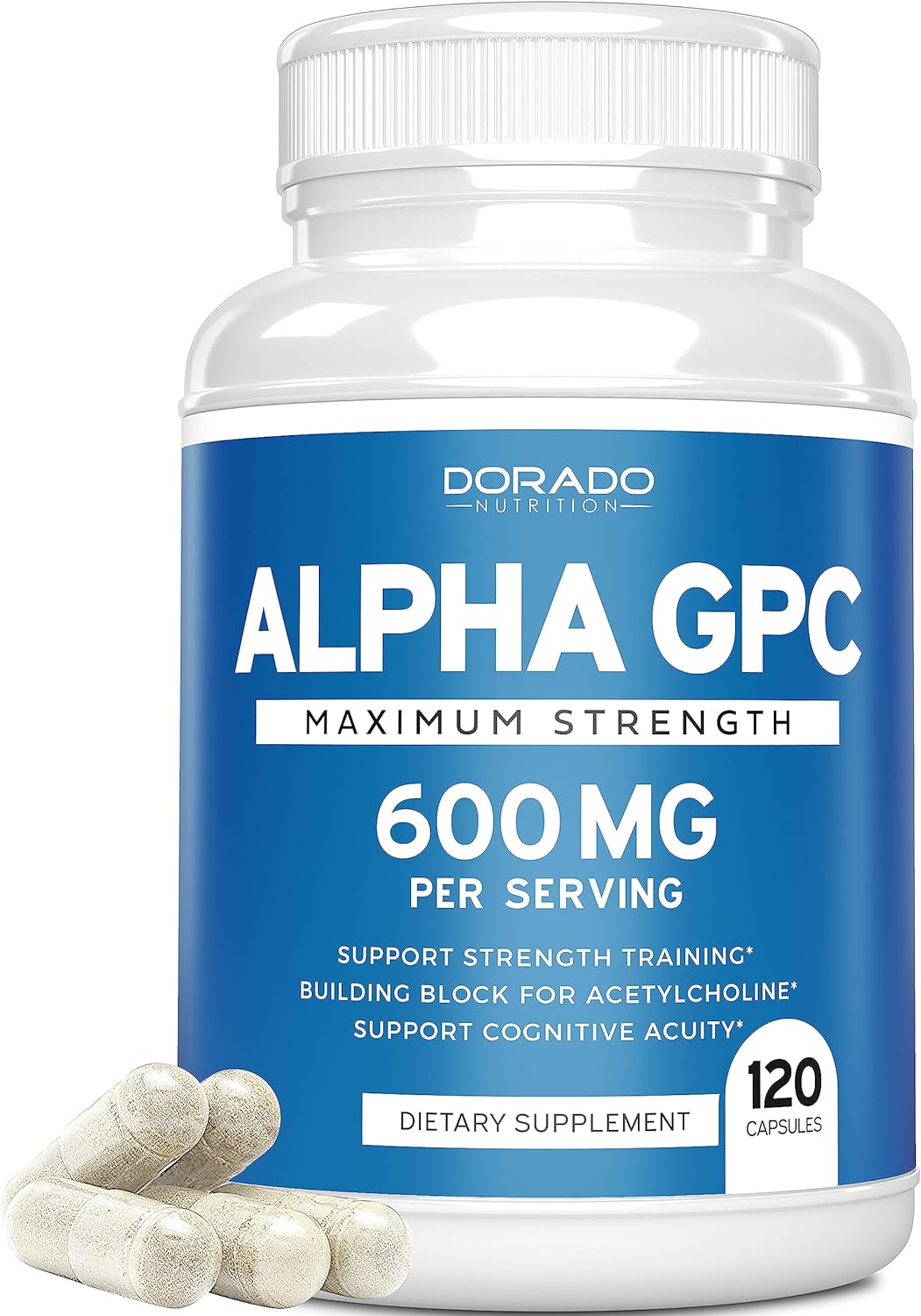 Alpha GPC 600mg, suplemento cerebral avanzado, vegano