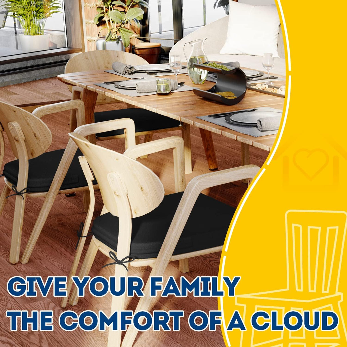 Cojines D-Shaped AAAAAcessories, 2'' gruesos, juego de 4