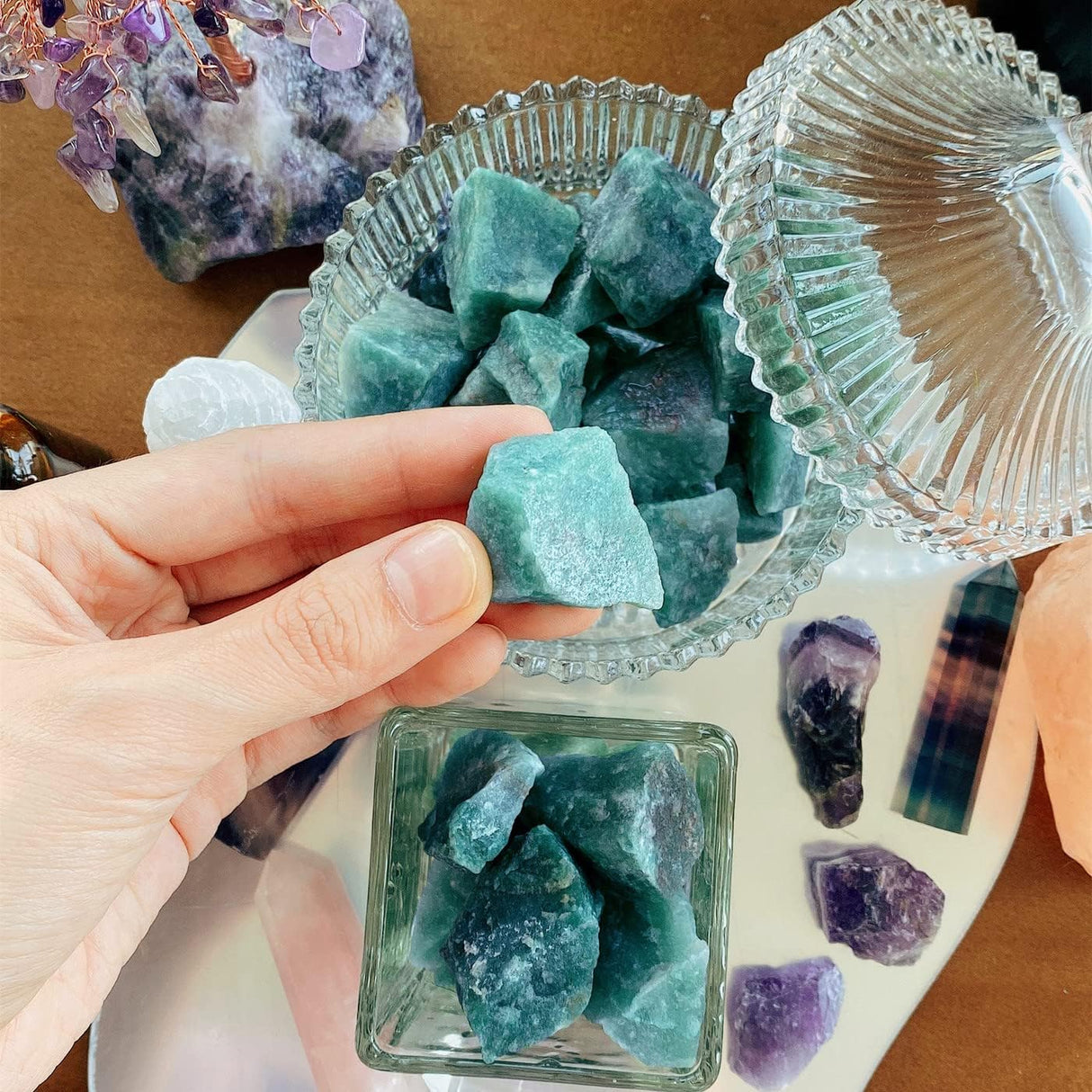 QINJIEJIE Piedras preciosas de Amazonita de cristal curativo