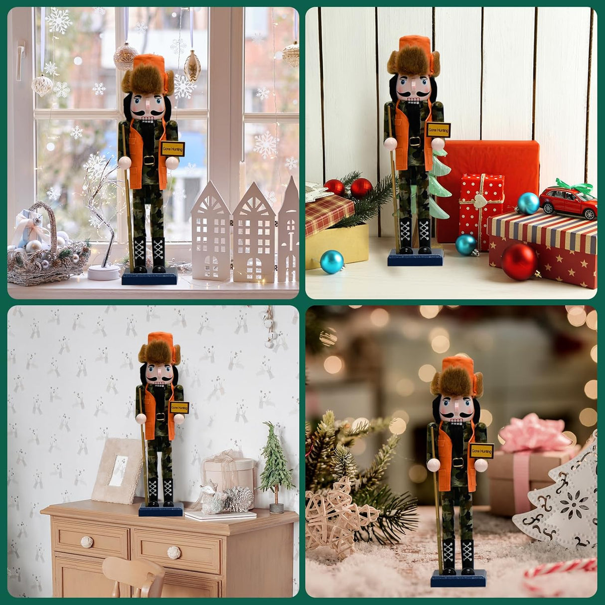 Figuras de Madera Hunter Nutcracker 15 con Sombrero Navideño