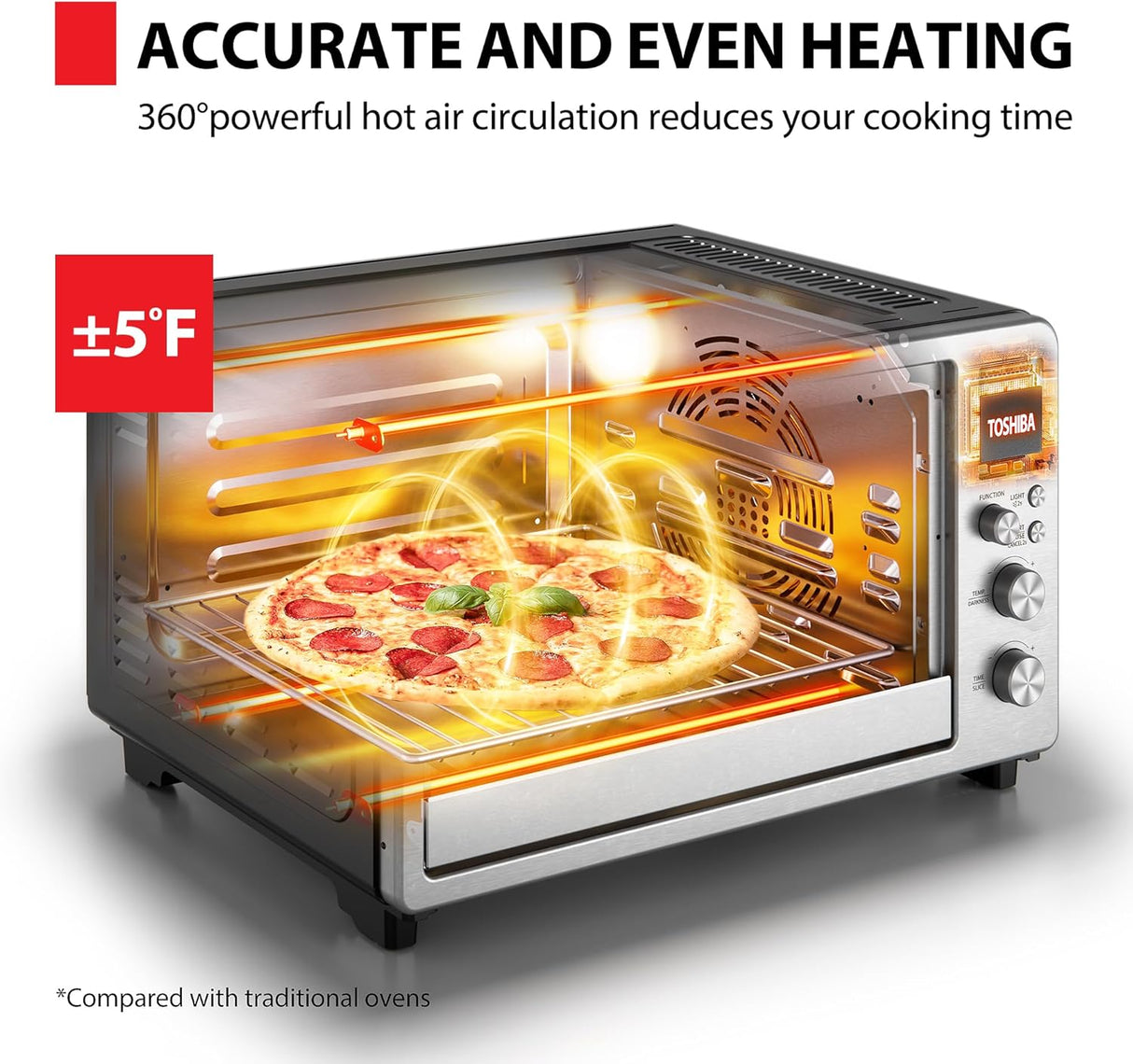 Horno Tostador TOSHIBA ChefFry 12 en 1, 26.4 QT, Combo