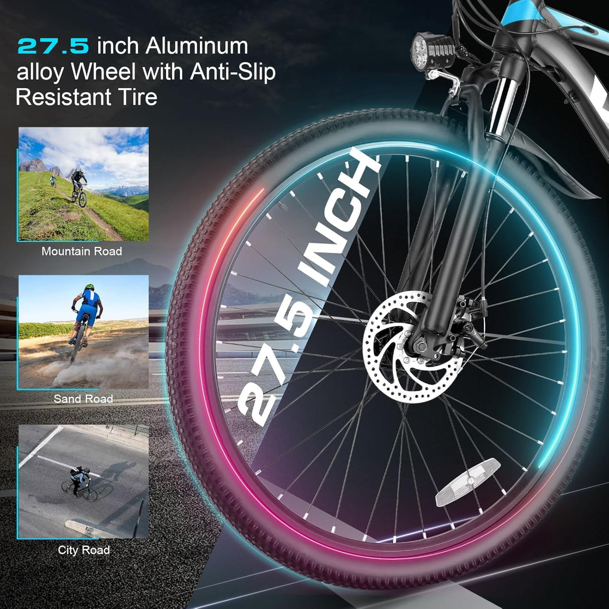 Bicicleta Eléctrica Vivi, 500W, 50 millas, 21 velocidades, MTB