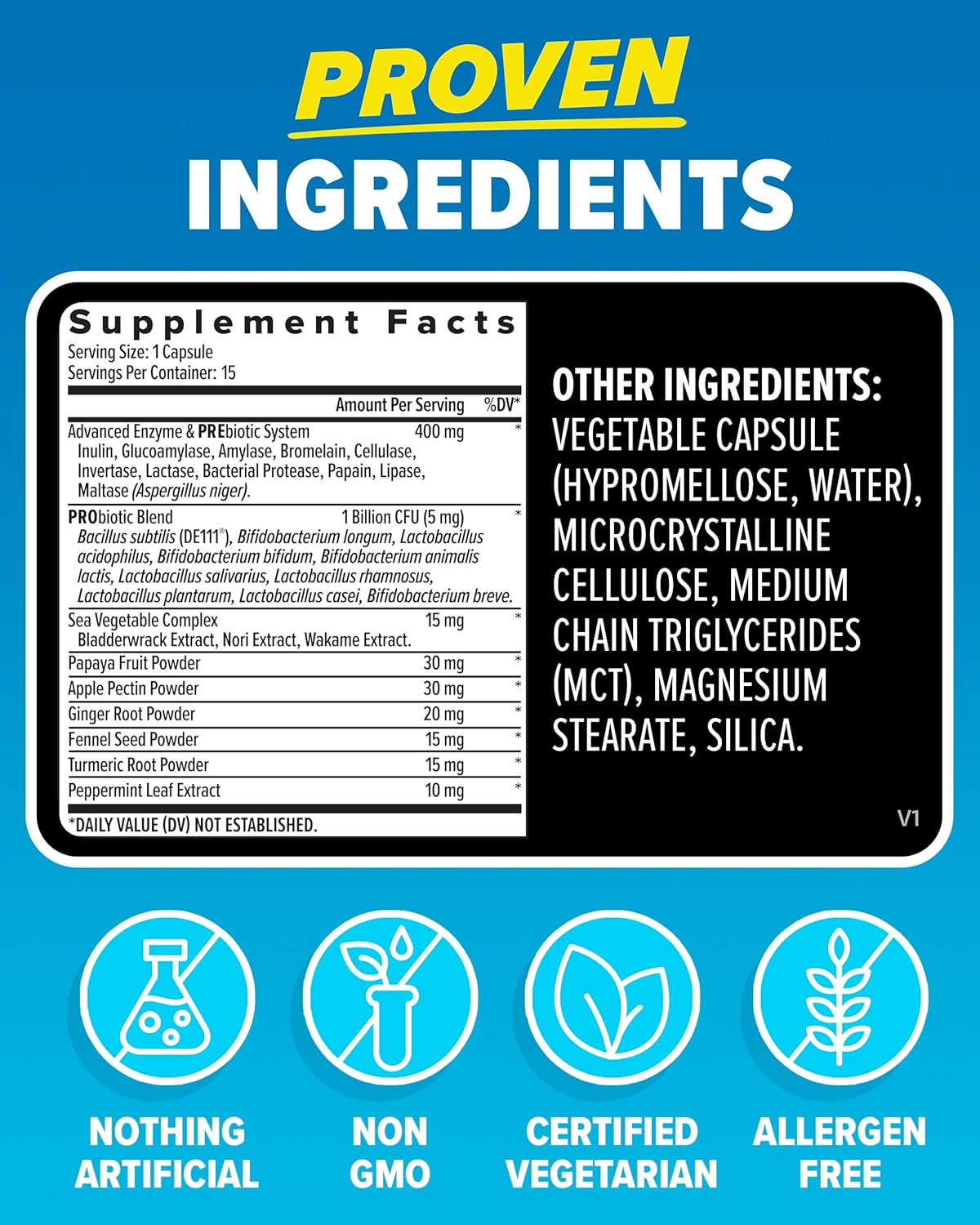 Suplemento 48 toallitas desechables y 15 enzimas digestivas