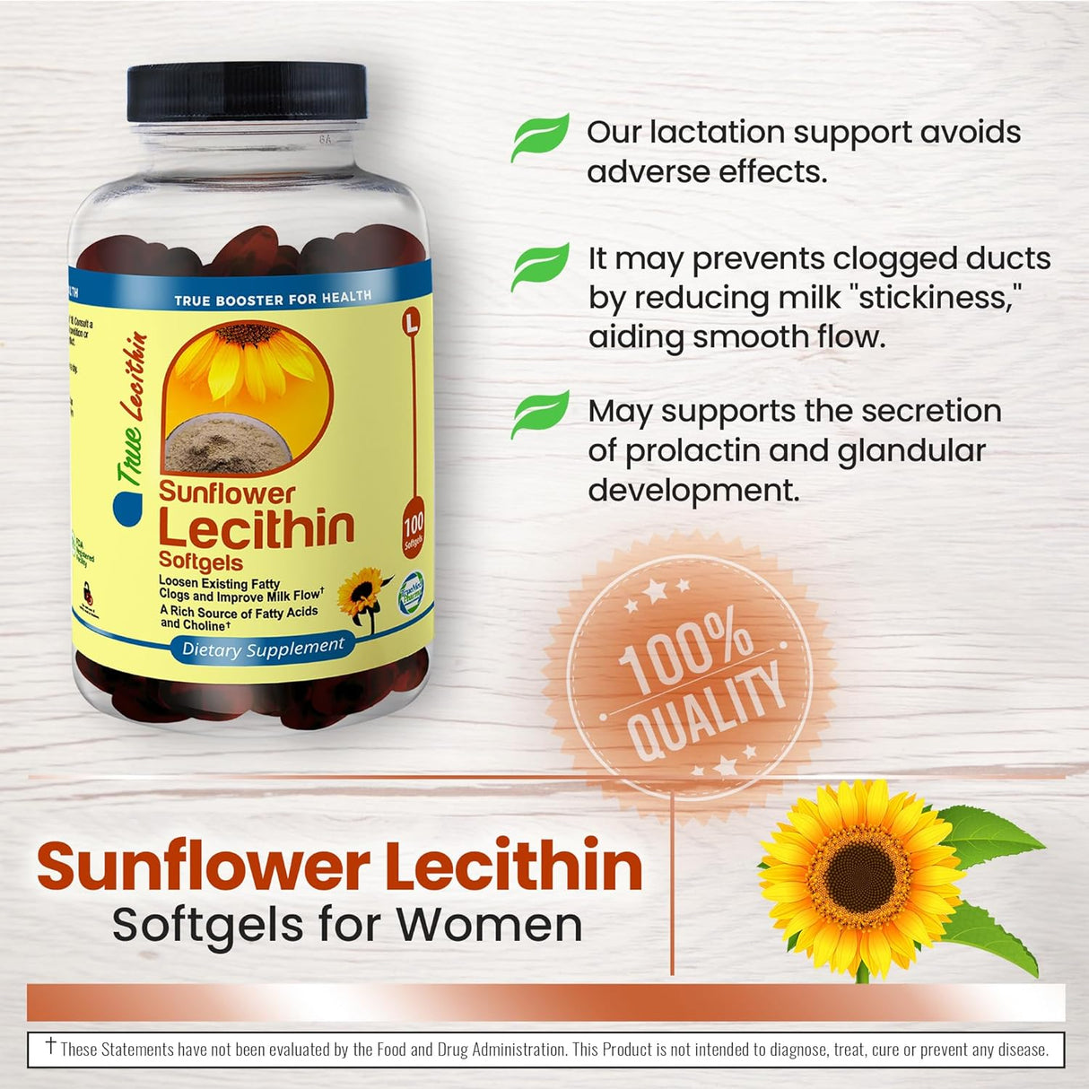 Suplemento Cápsulas blandas de lecitina de girasol 100 und