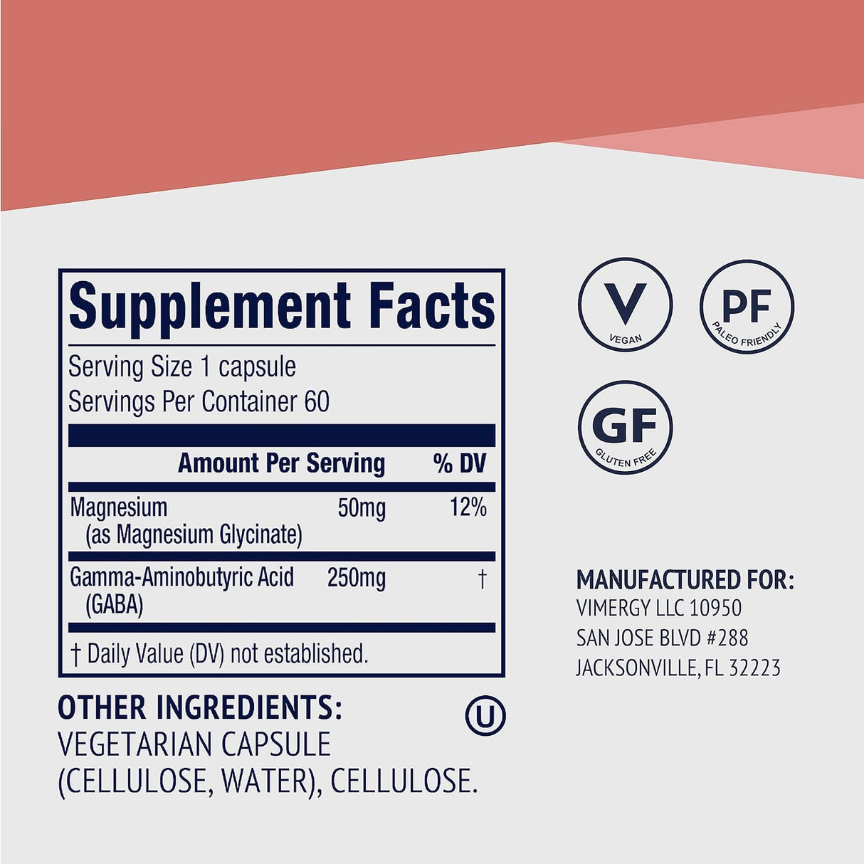 Suplemento GABA con magnesio apoyo para la calma relajación