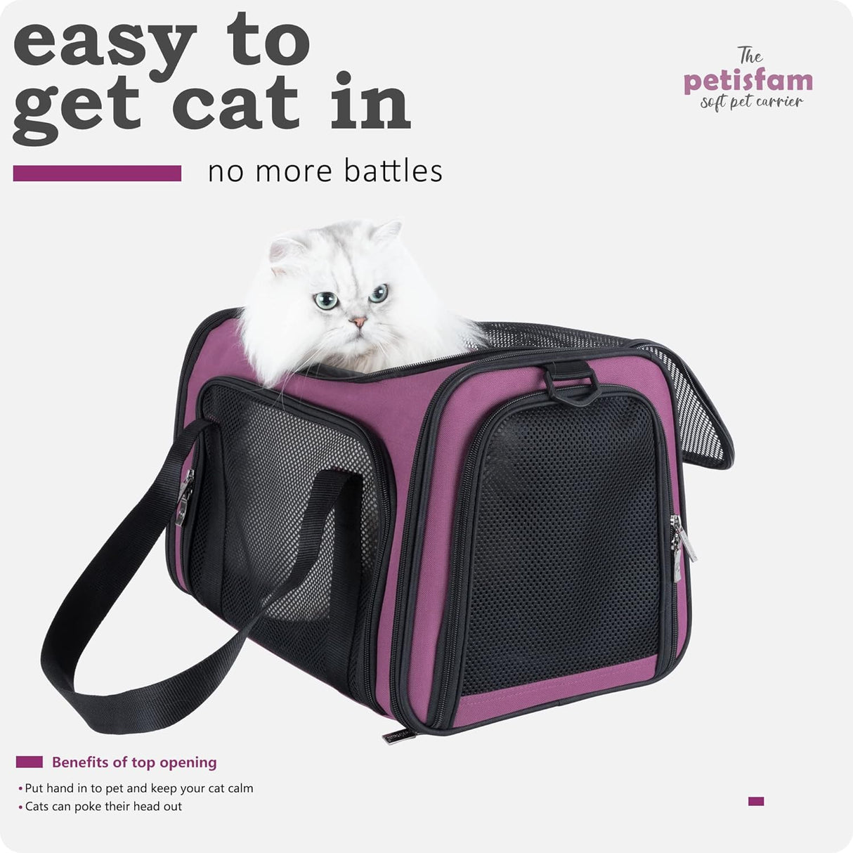 Transportín fácil para gatos medianos y perros pequeños, petisfam