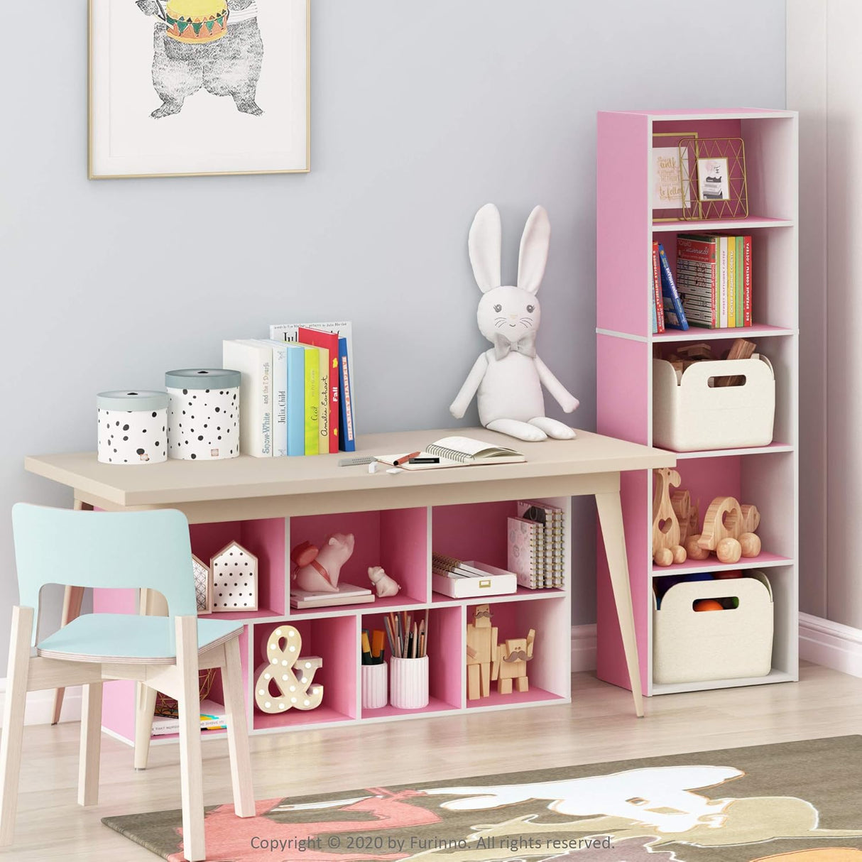 Estantería reversible 7 cubos, modelo 11048WH/PI