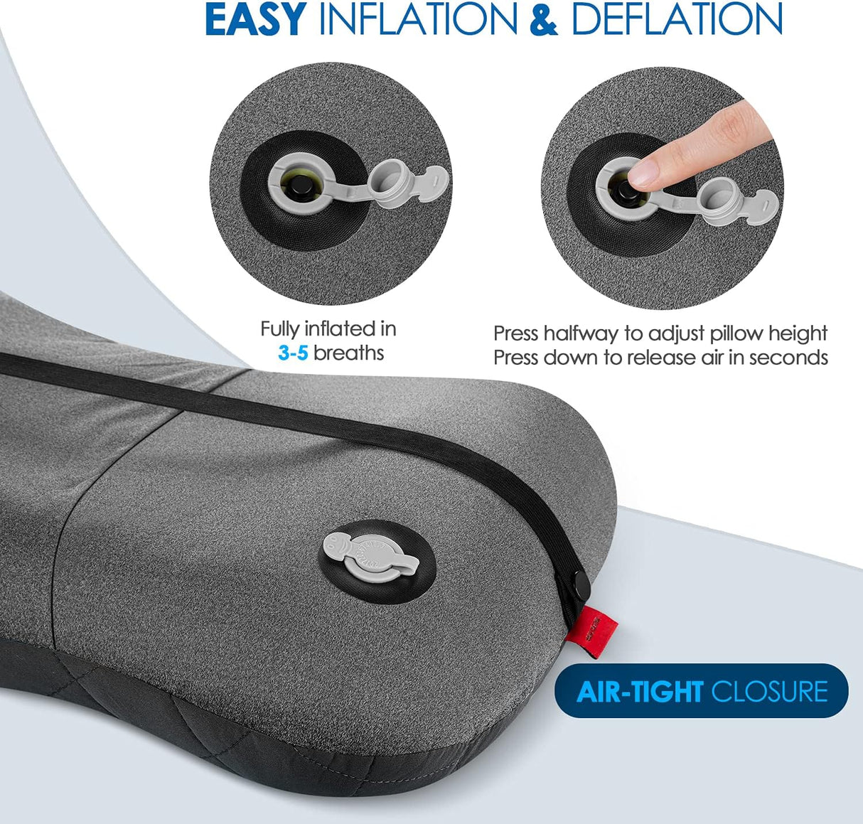 Almohada de Camping Inflable Ultraligera con Funda Removible