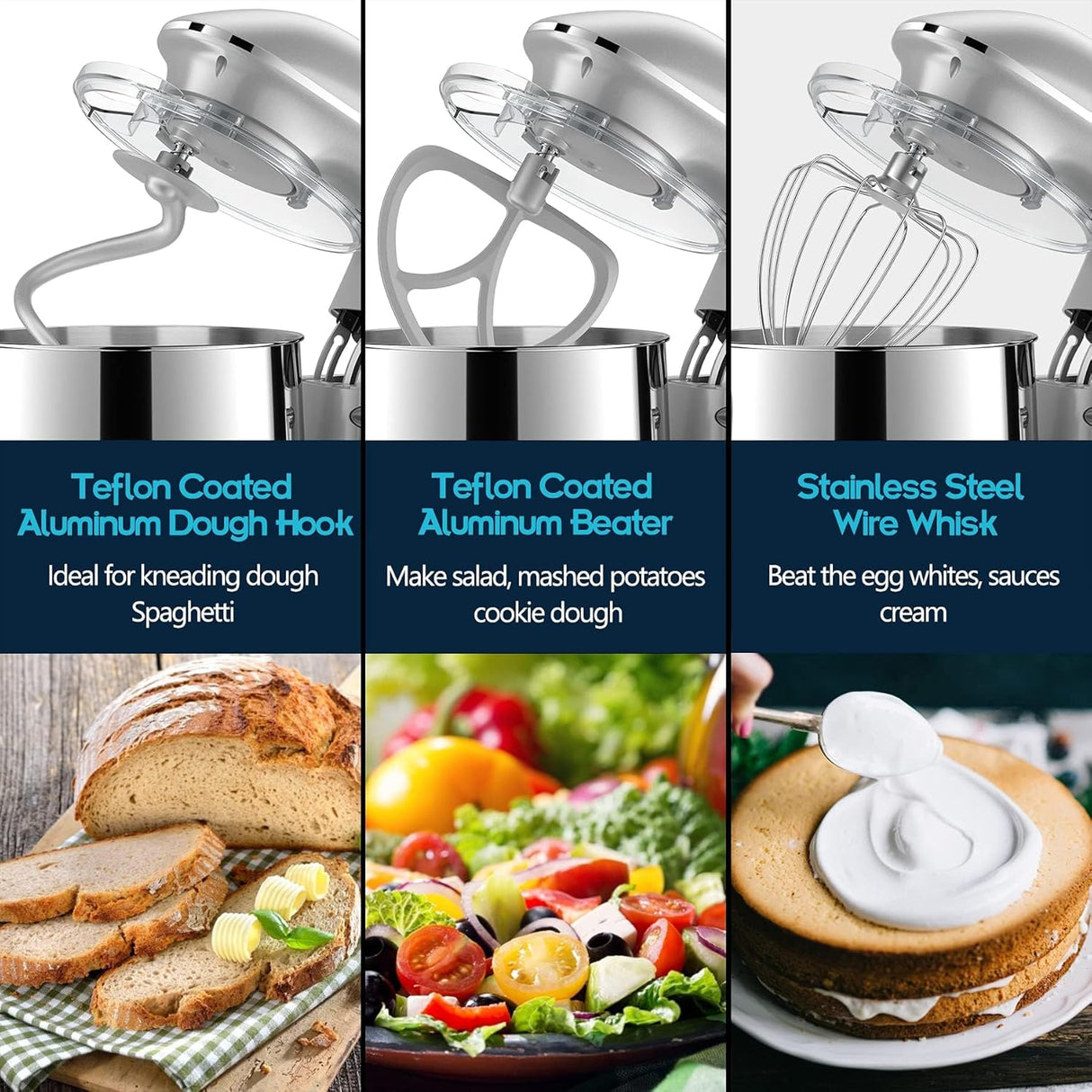 Mezcladora de Cocina HOWORK 8.5QT 660W 6+P Velocidades