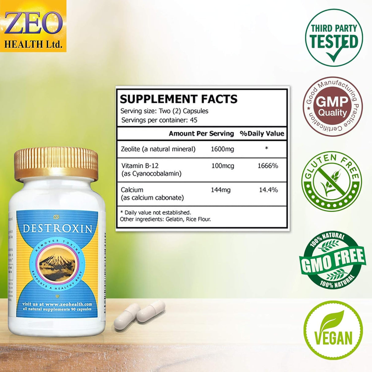 Suplemento DESTROXIN Cápsulas de zeolita con B-12 y calcio