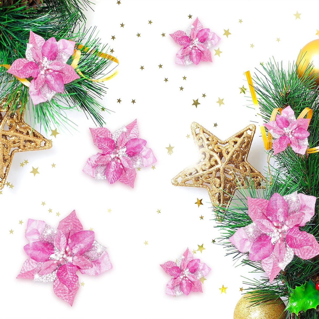 Flores artificiales navideñas WILLBOND 36 Piezas Poinsettia