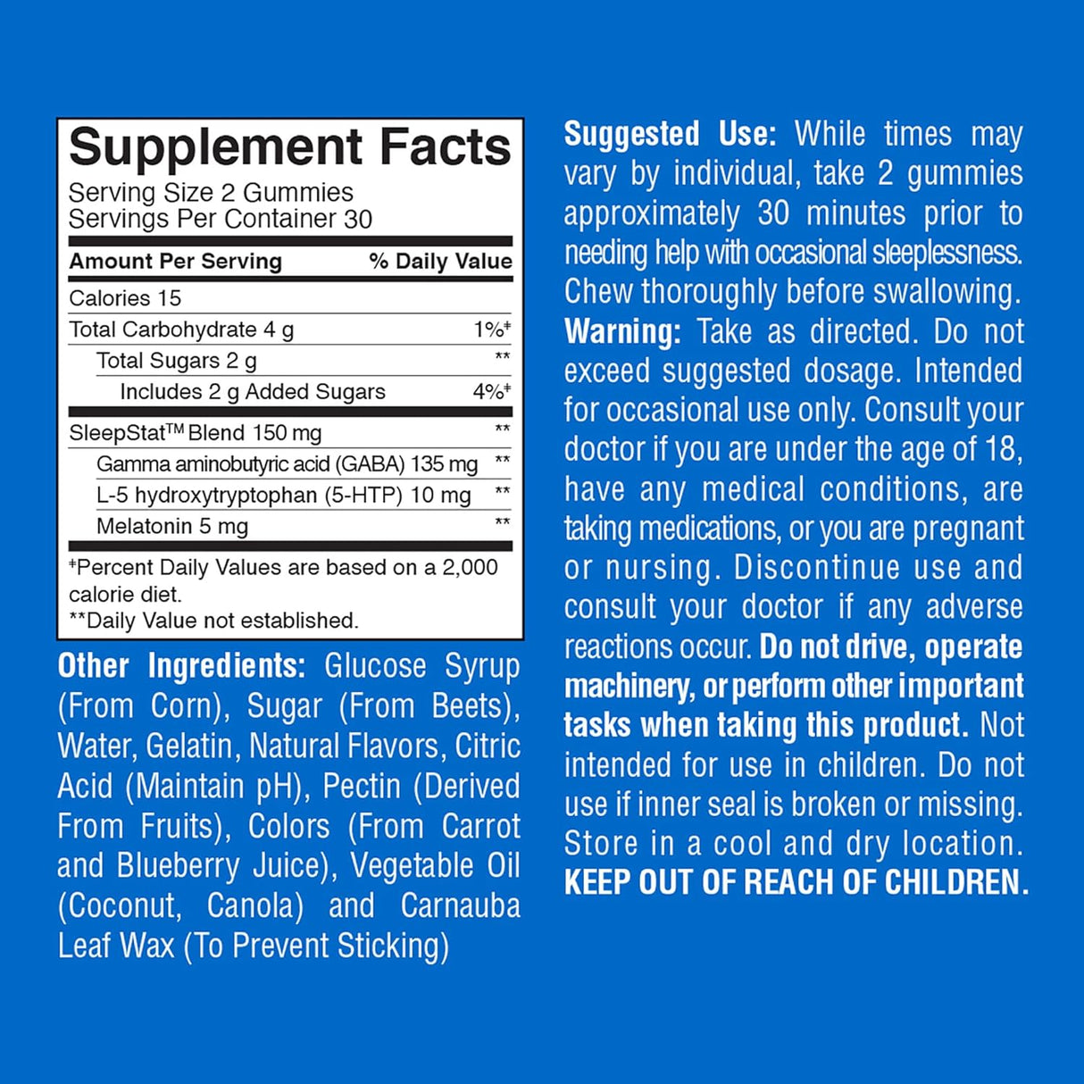 Suplemento Gomitas para dormir GABA 5-HTP conciliar el sueño