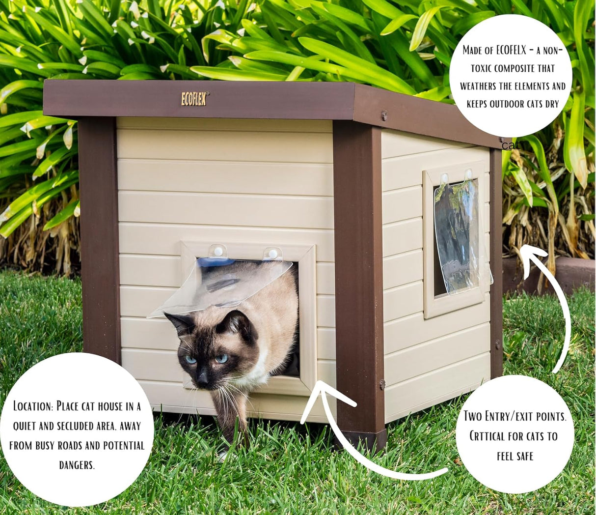 Casa para Gatos Salvajes ECOFLEX® Albany, Resistente y Fácil Montaje