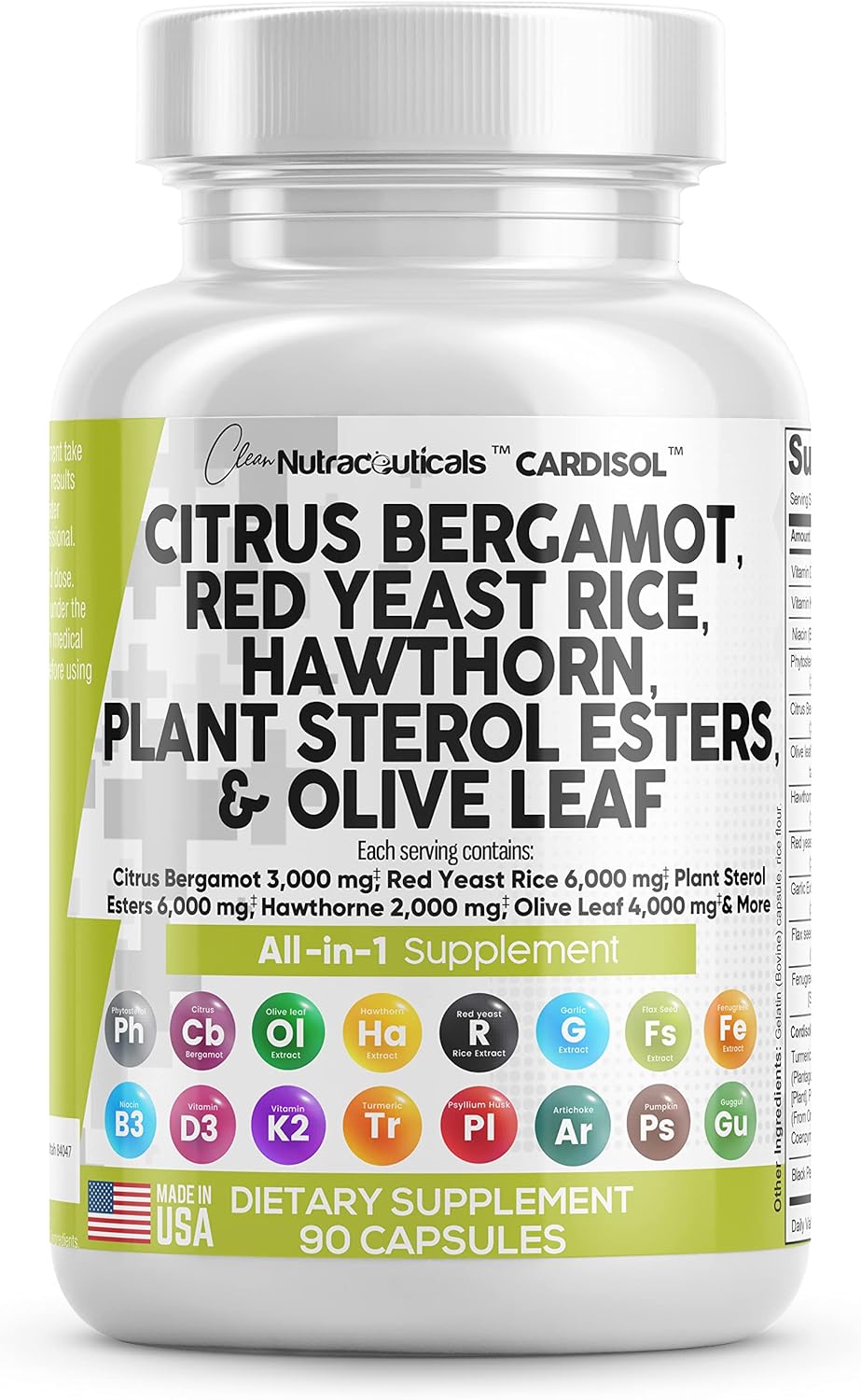 Suplemento Citrus Bergamota 3000mg Arroz de levadura roja