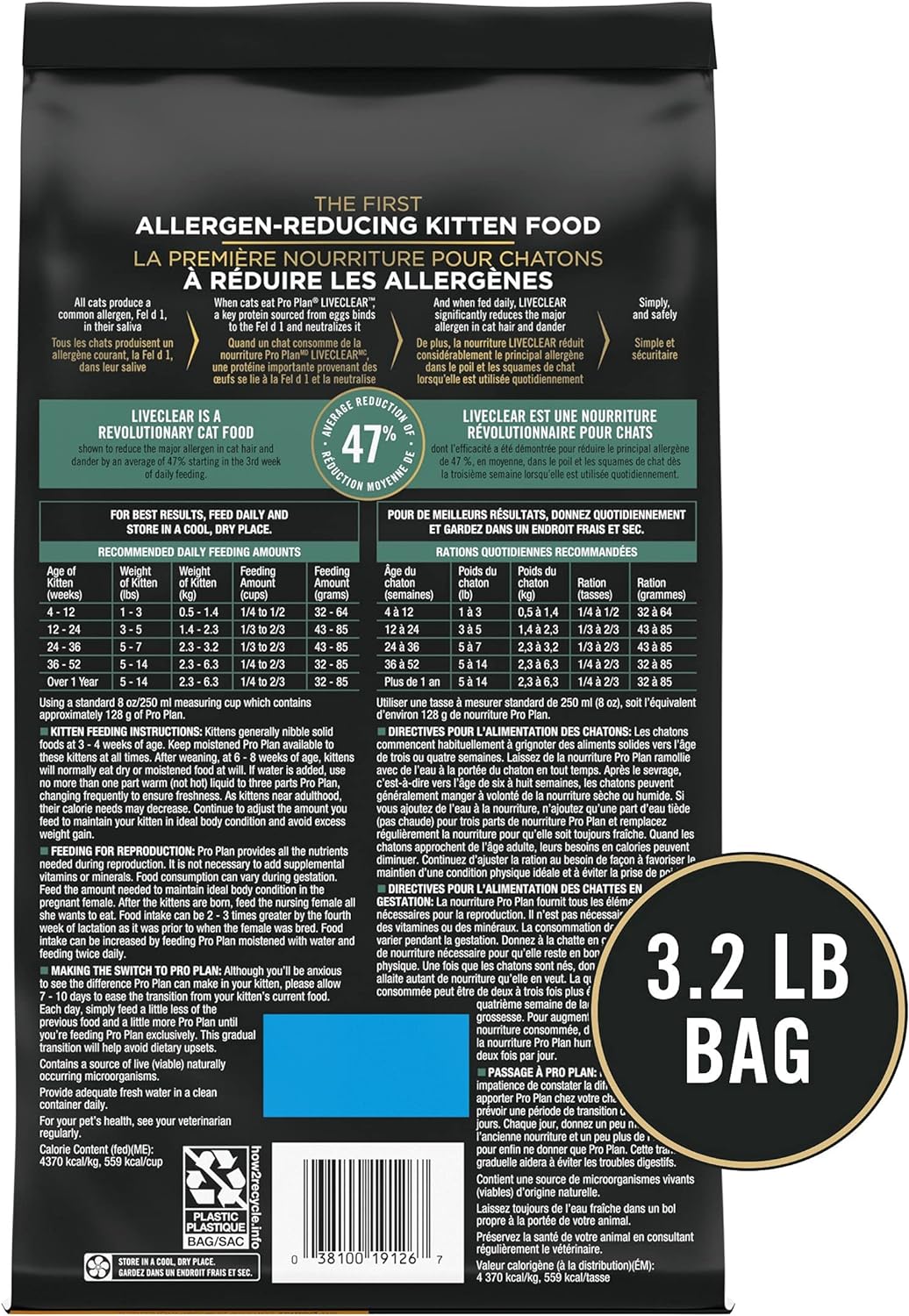 Purina Pro Plan LiveClear - Alimento seco para gatos con fórmula de pollo y arroz, bolsa de 3.2 libras